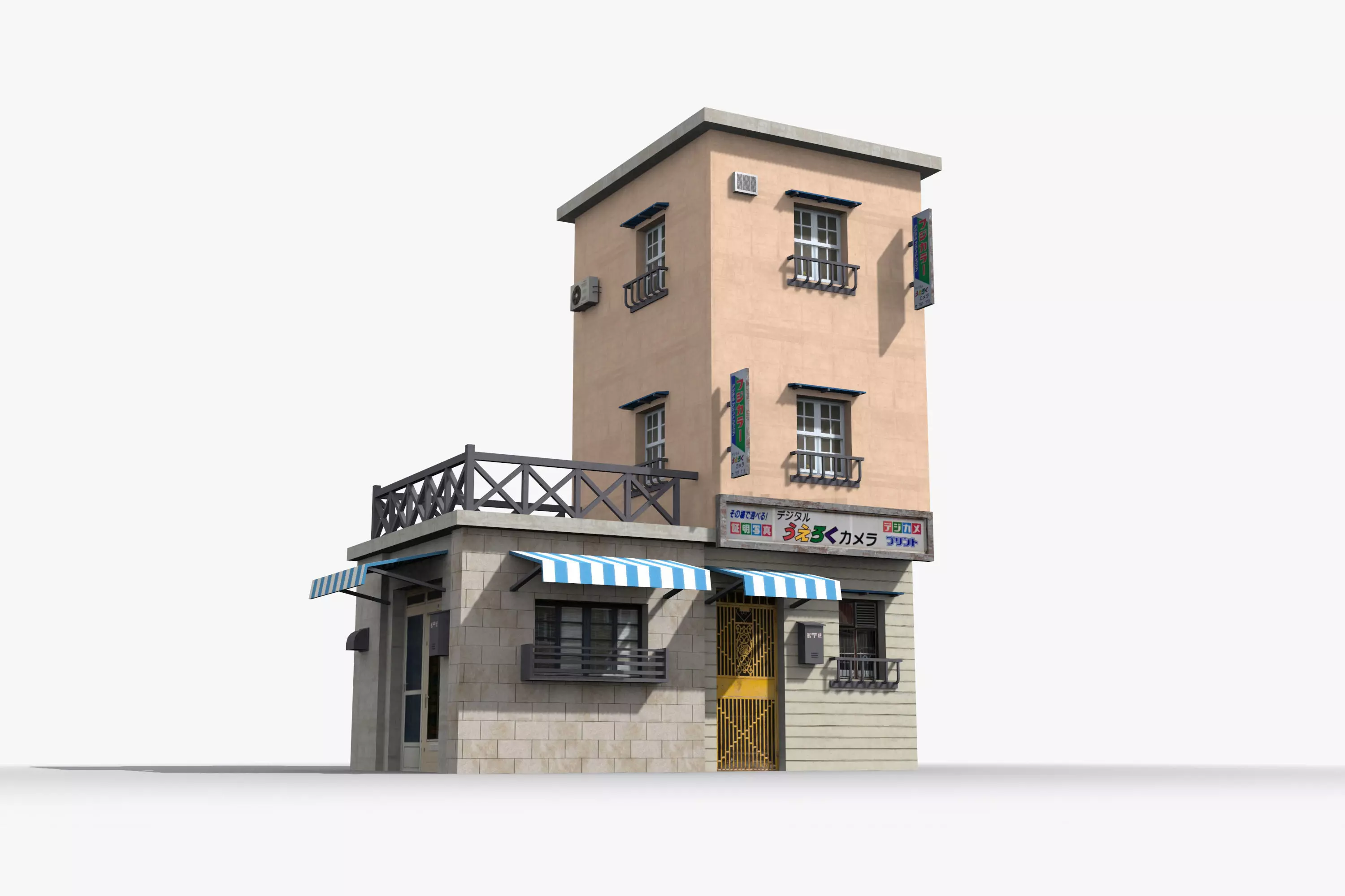 Japanese House x2 Low-poly 3D model_0