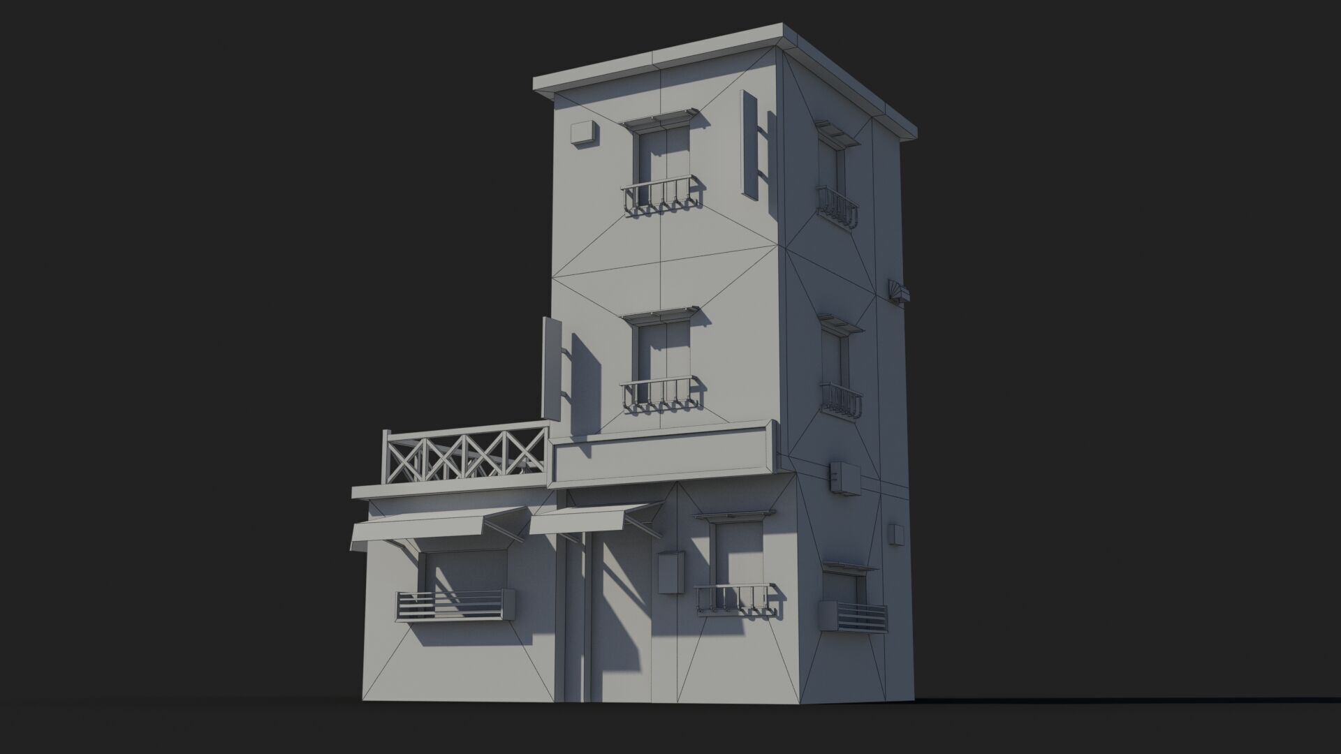 Japanese House x2 Low-poly 3D model_8