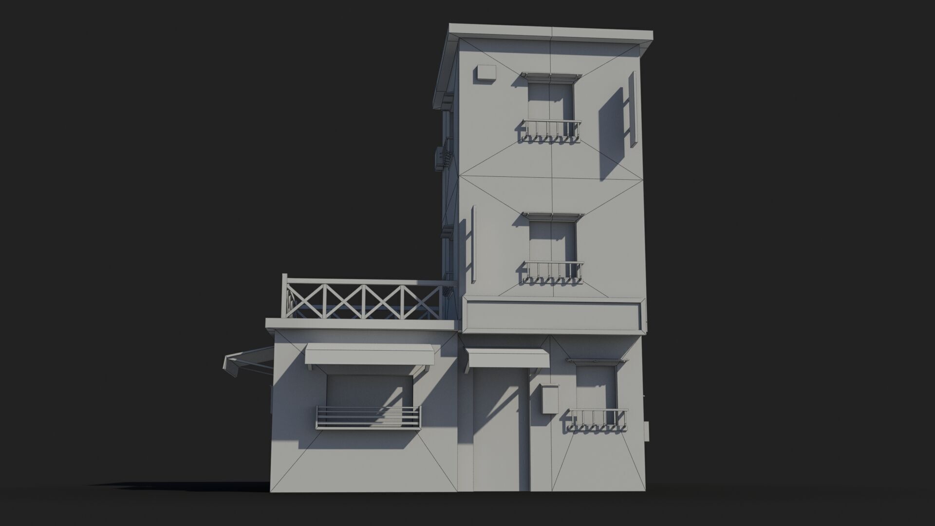 Japanese House x2 Low-poly 3D model_7