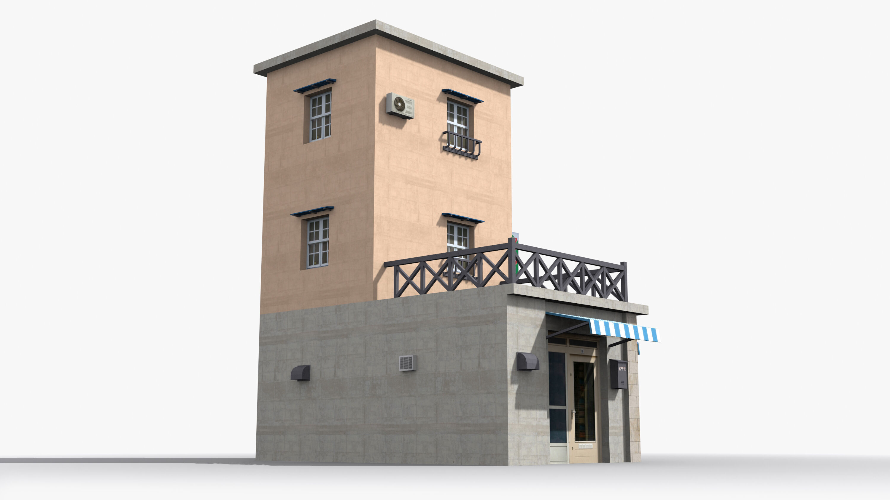 Japanese House x2 Low-poly 3D model_4