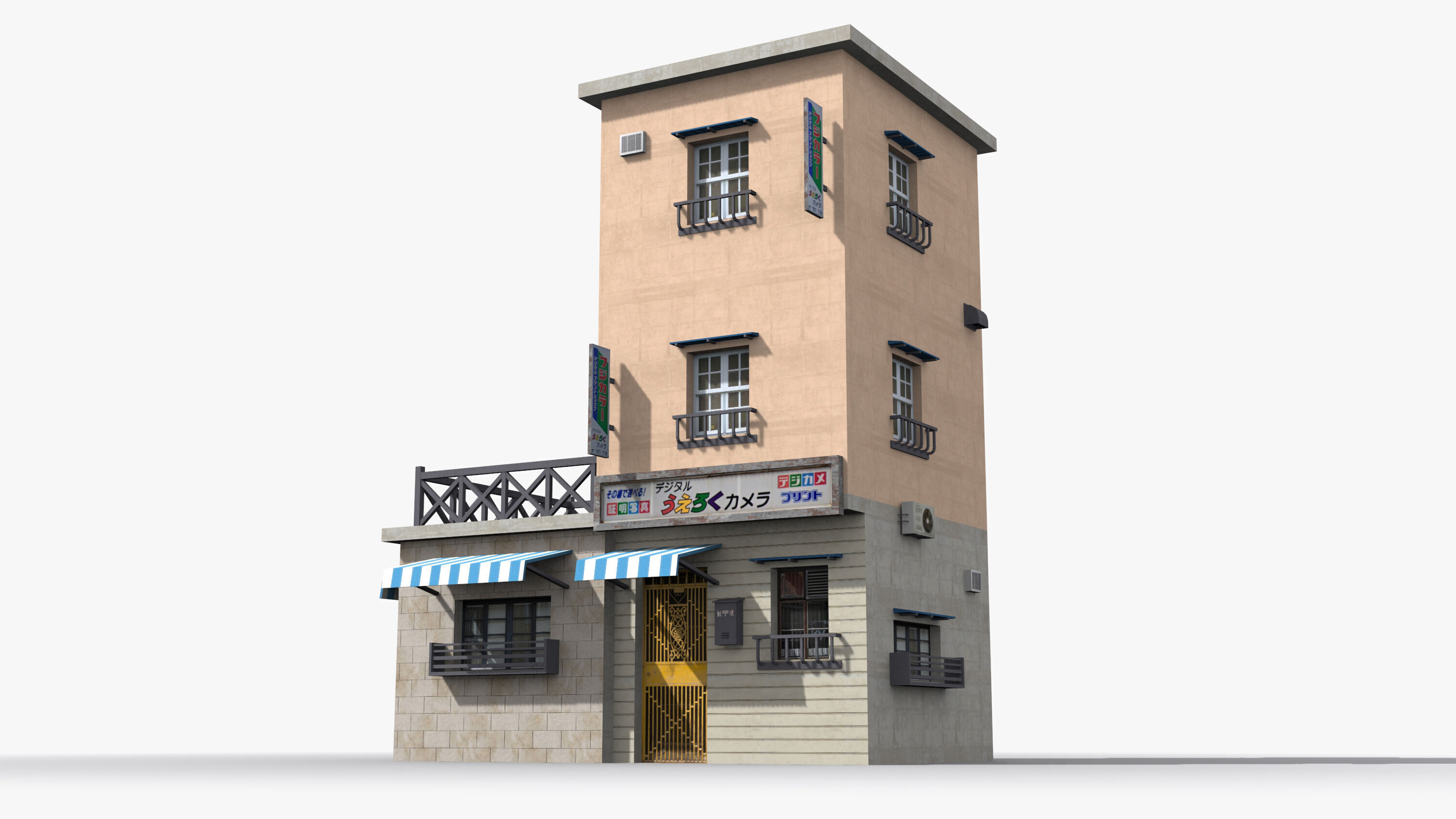 Japanese House x2 Low-poly 3D model_2