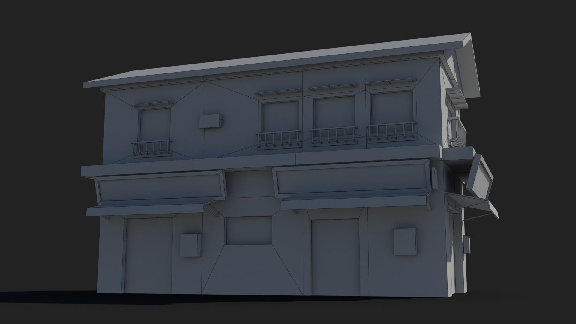 Japanese House x3 Low-poly 3D model_9