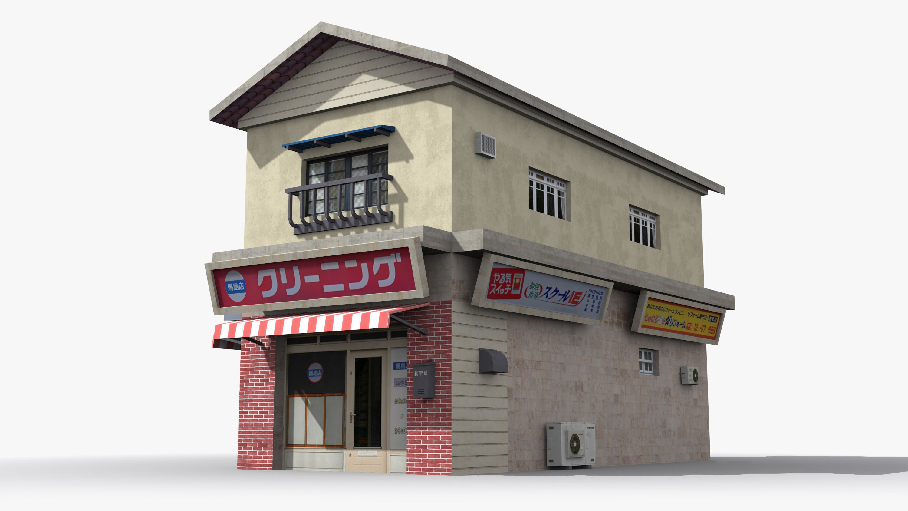 Japanese House x3 Low-poly 3D model_2