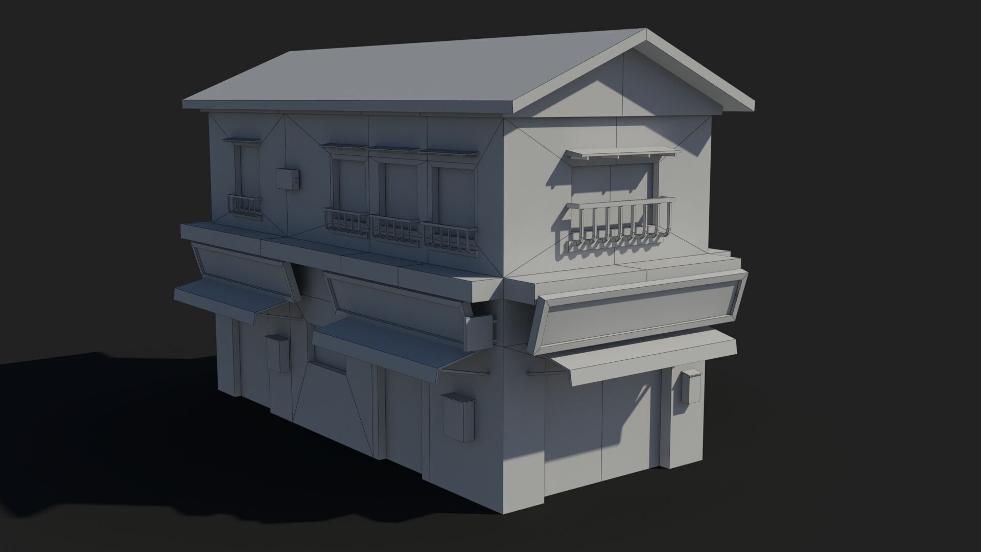 Japanese House x3 Low-poly 3D model_11