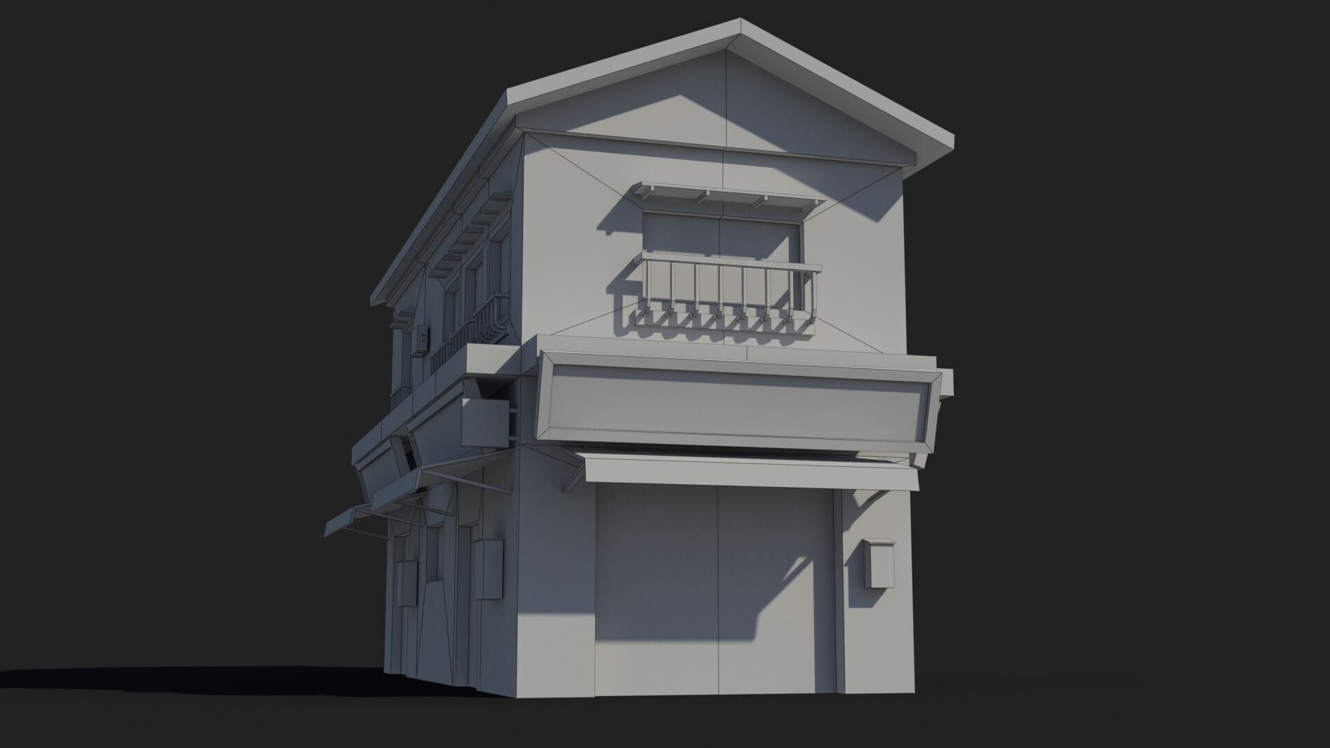 Japanese House x3 Low-poly 3D model_7