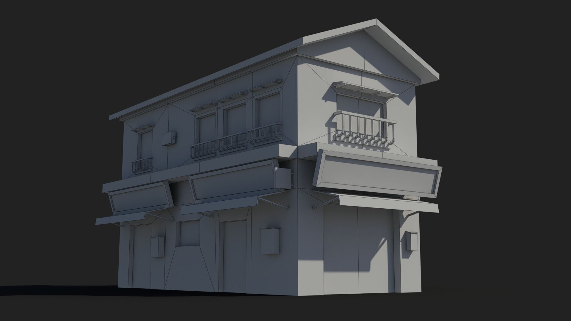 Japanese House x3 Low-poly 3D model_6