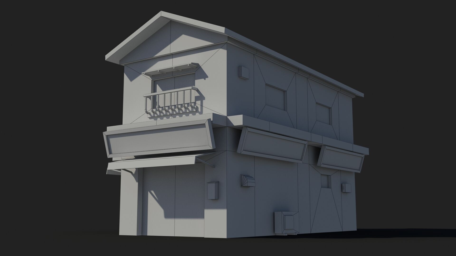 Japanese House x3 Low-poly 3D model_8