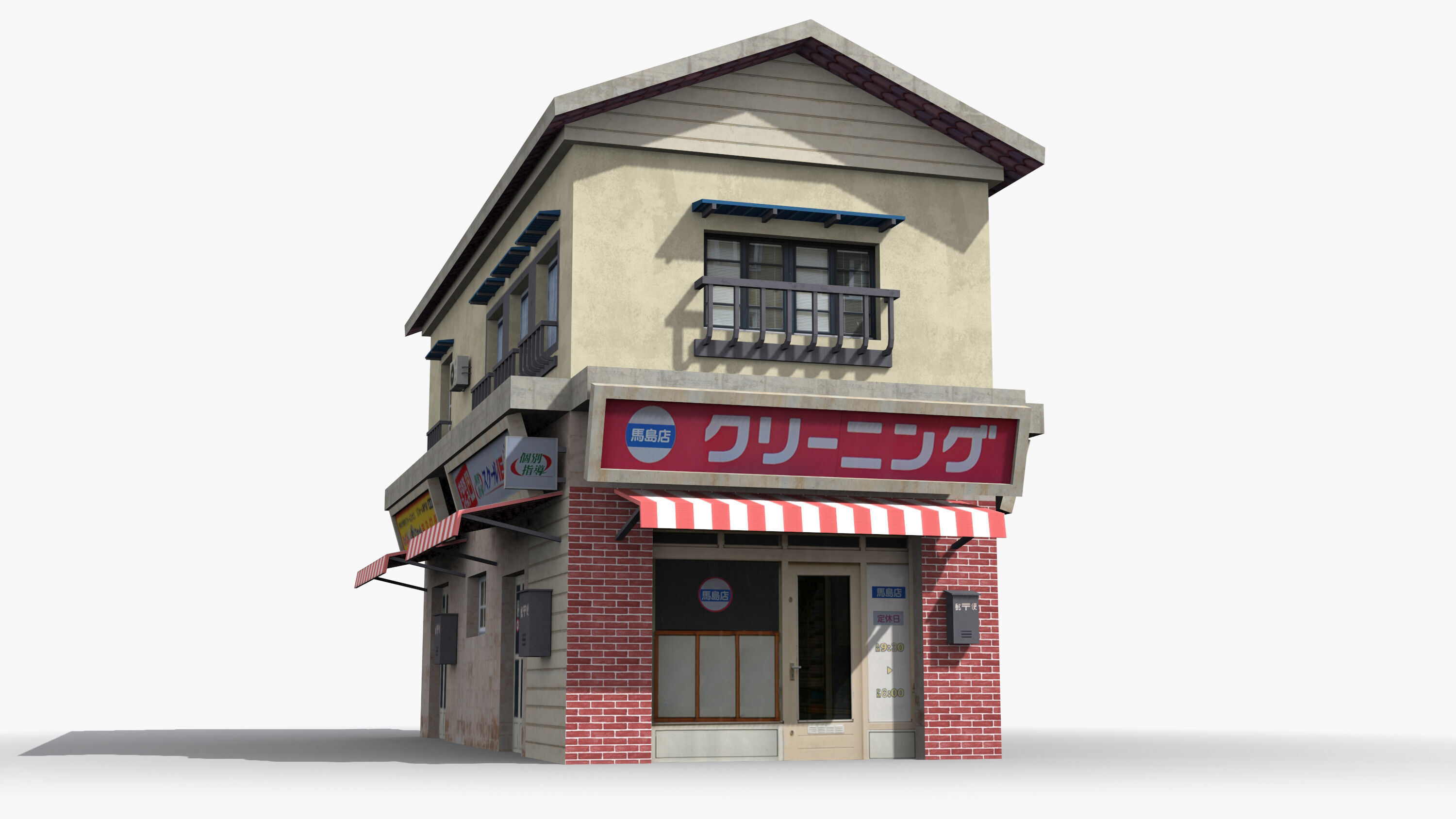 Japanese House x3 Low-poly 3D model_1