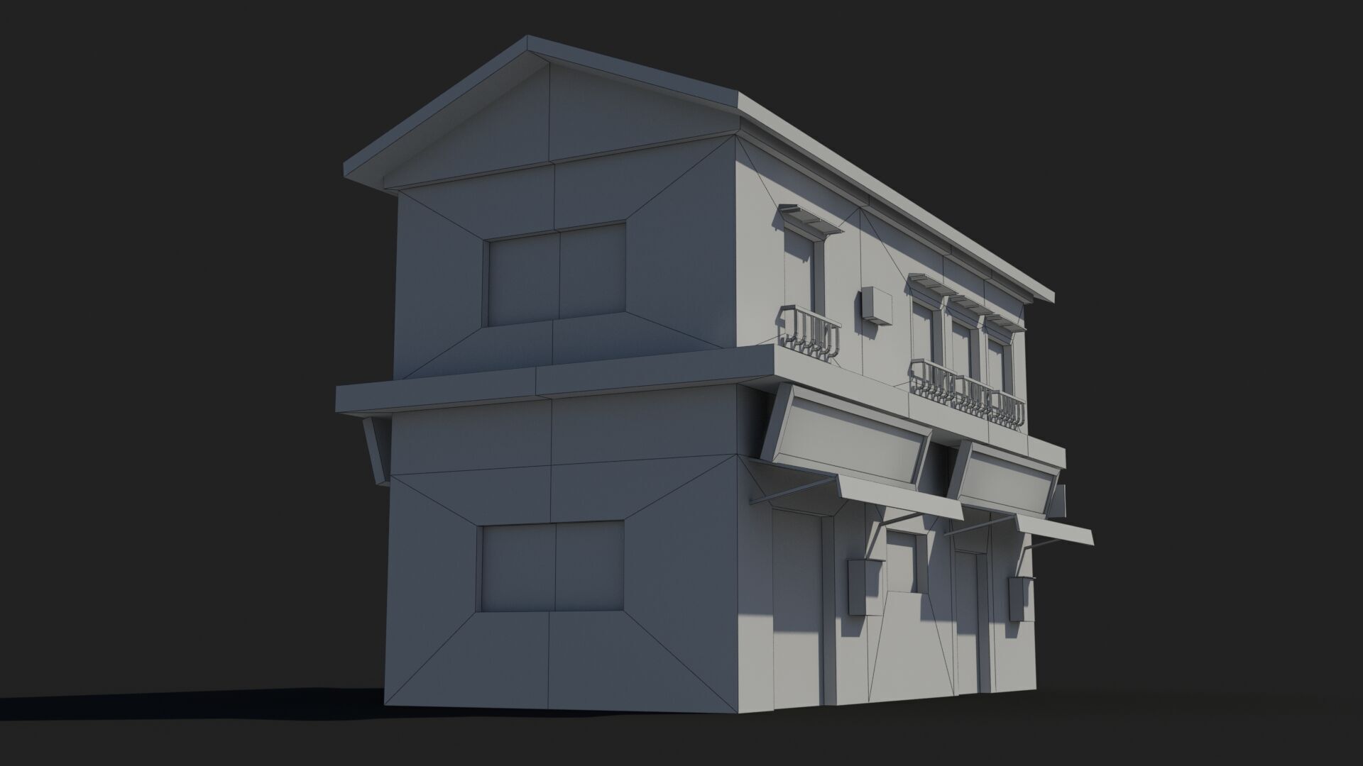 Japanese House x3 Low-poly 3D model_10