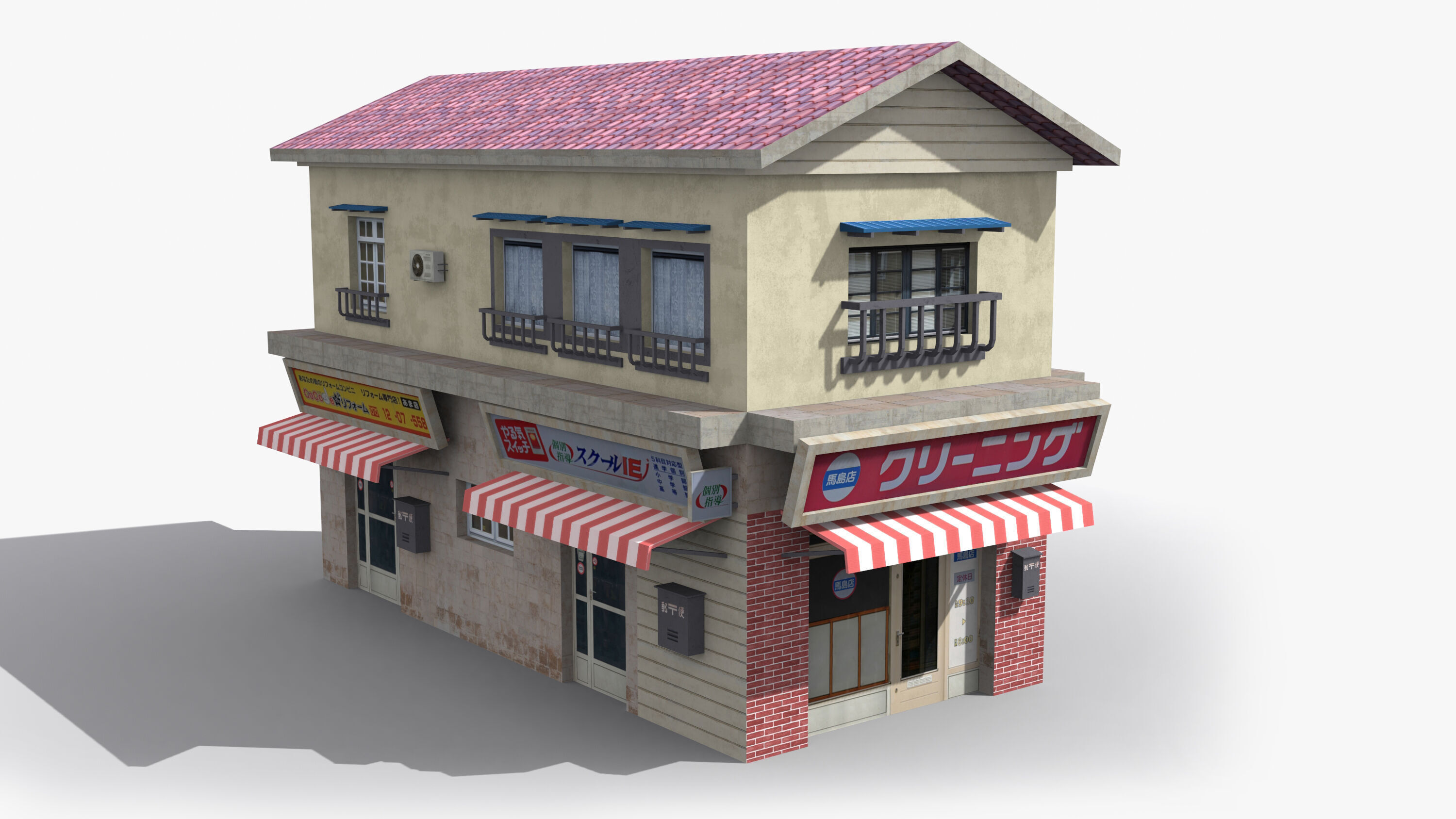 Japanese House x3 Low-poly 3D model_5