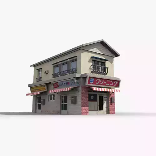 Japanese House x3 Low-poly 3D model