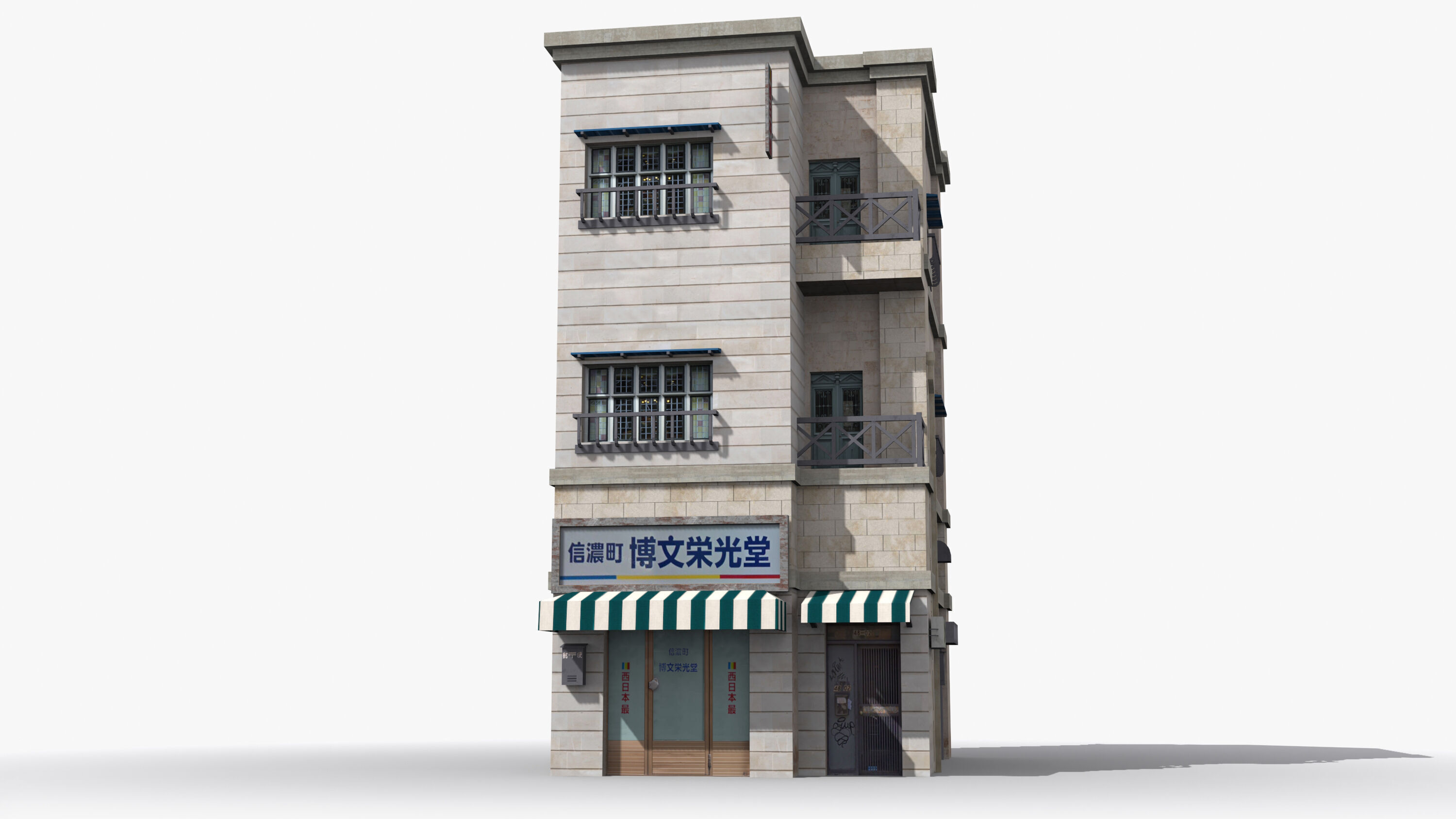 Japanese House x4 Low-poly 3D model_1