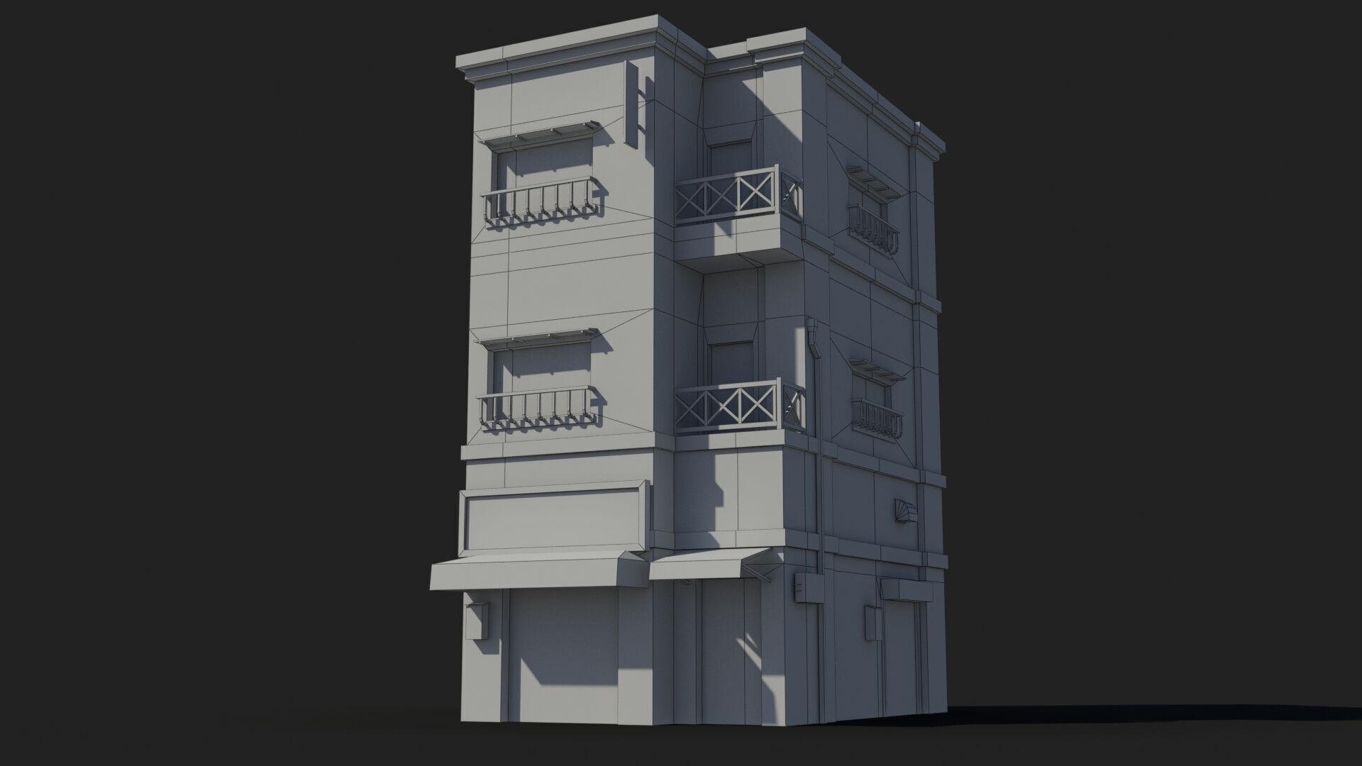 Japanese House x4 Low-poly 3D model_6