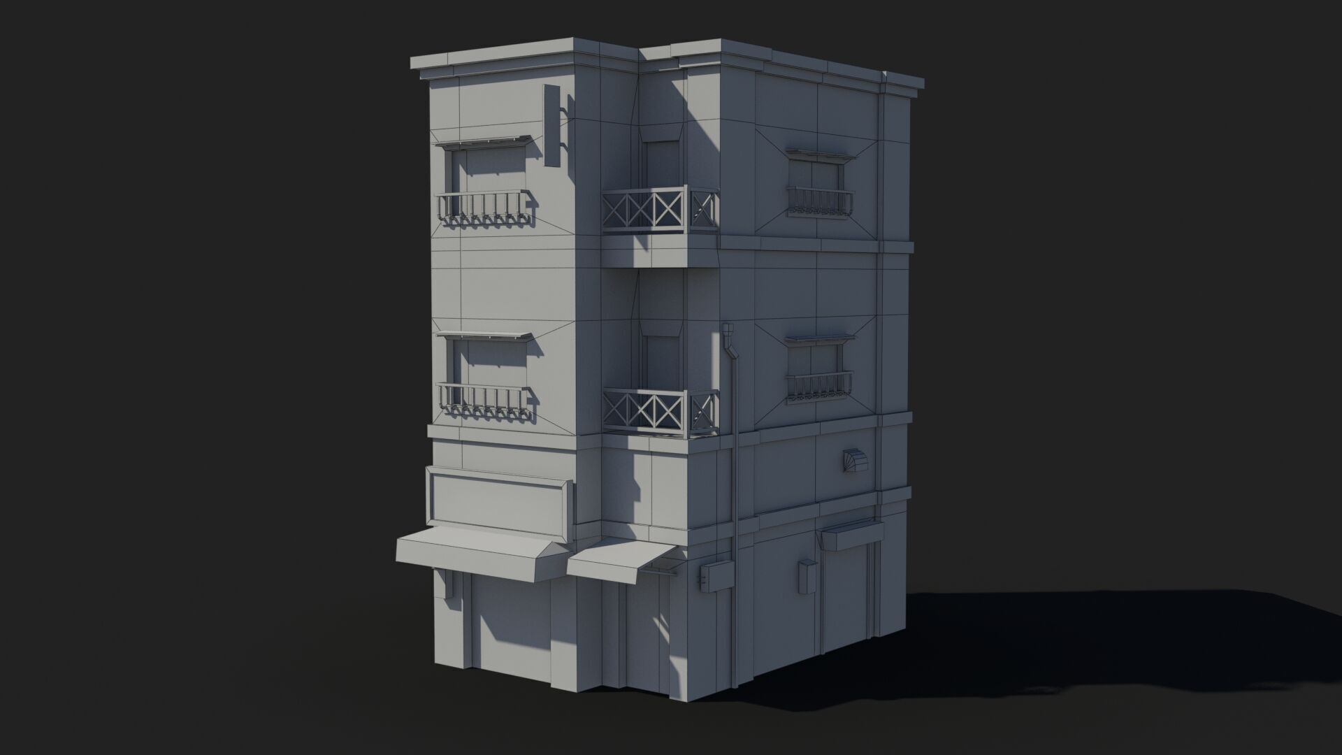 Japanese House x4 Low-poly 3D model_11