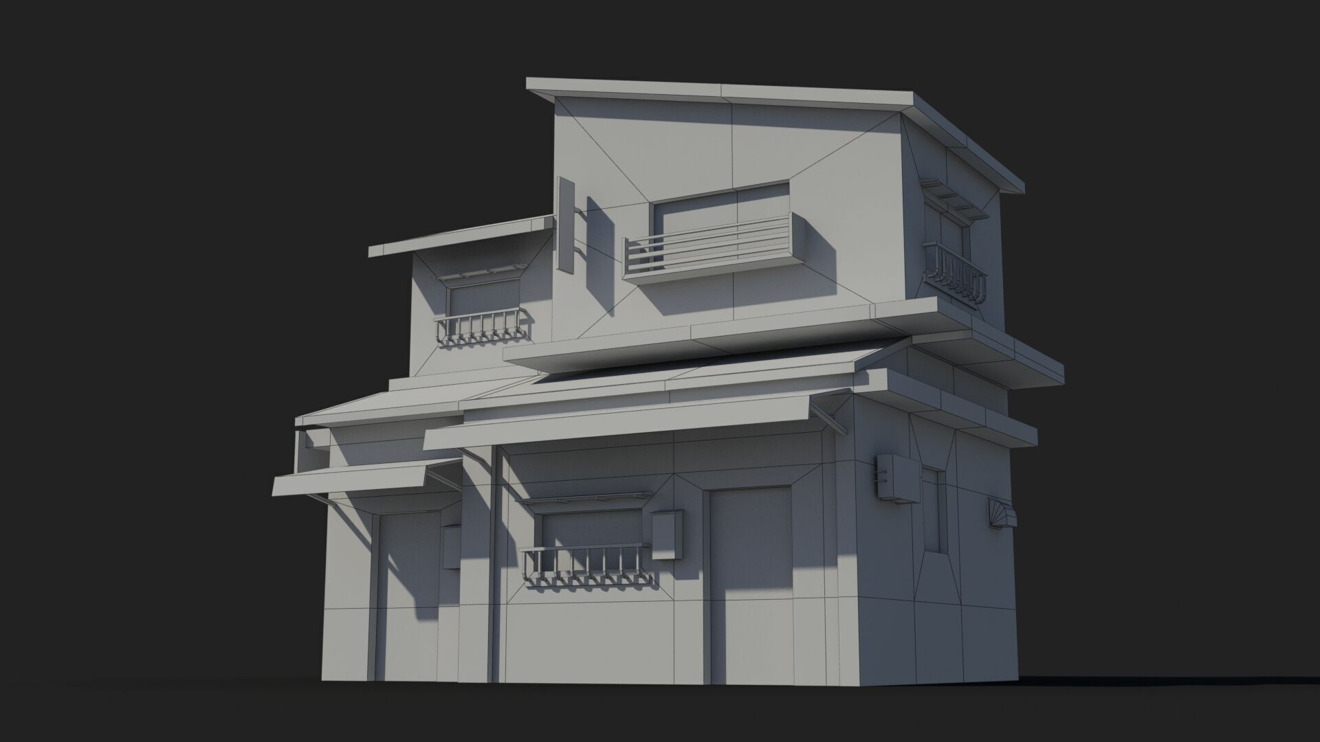Japanese House x12 Low-poly 3D model_8