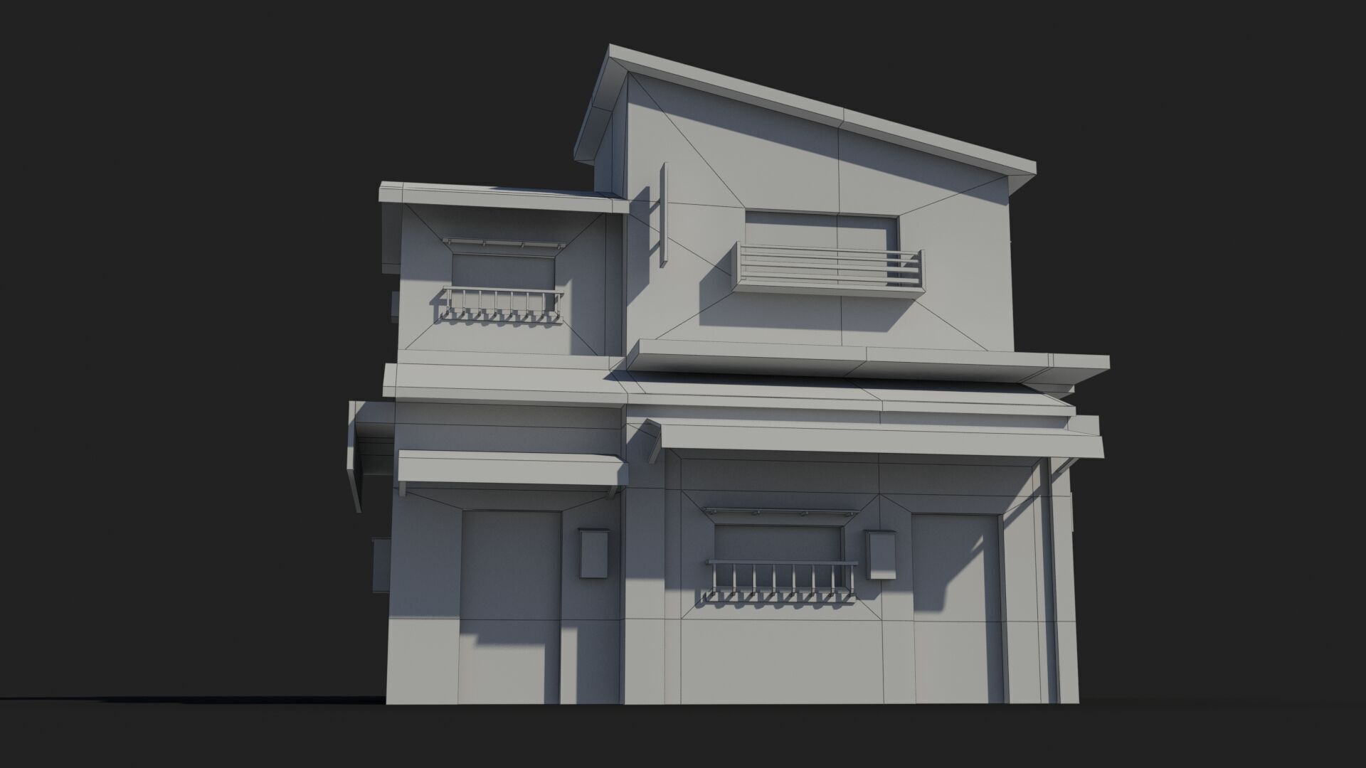 Japanese House x12 Low-poly 3D model_7