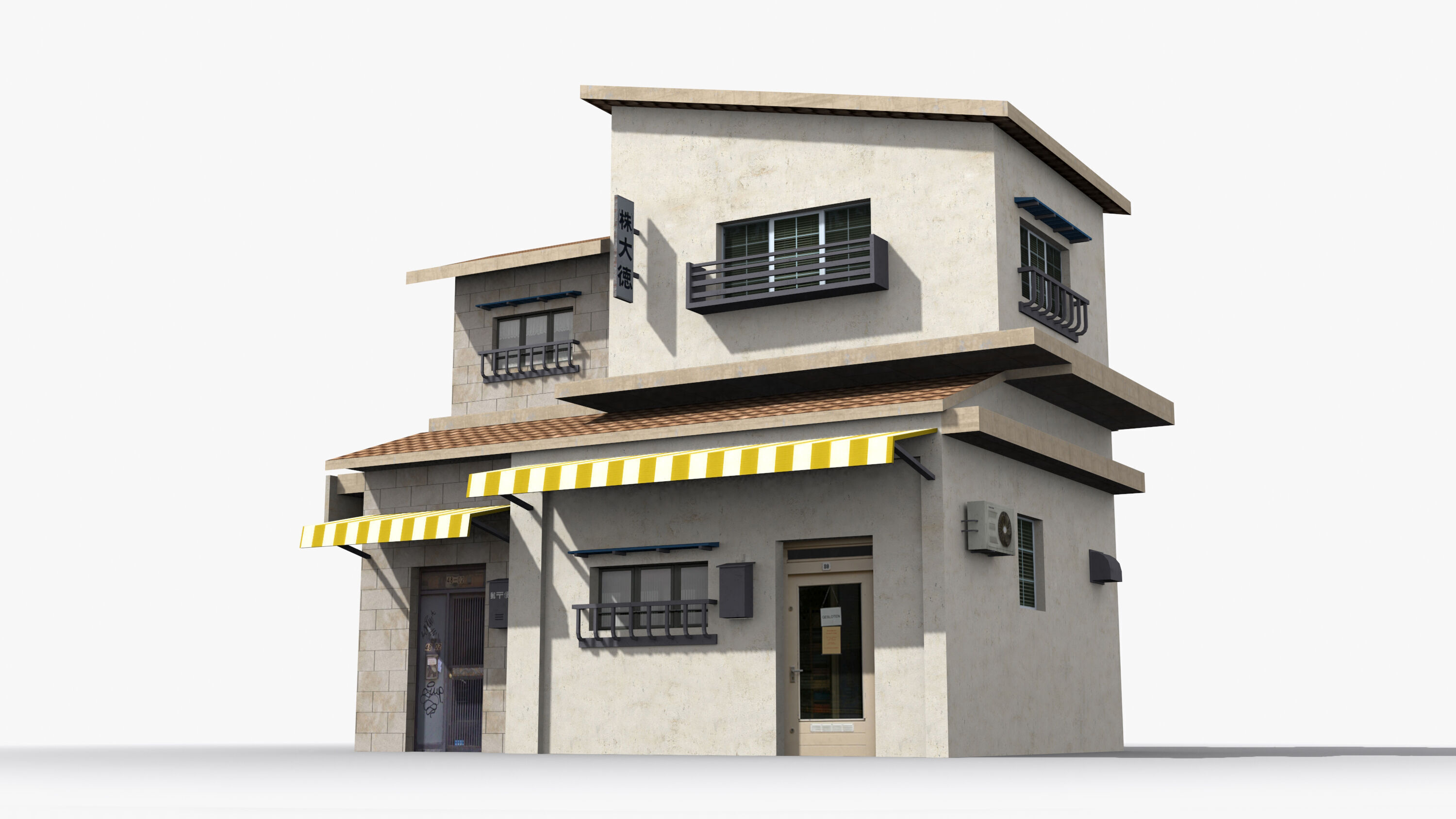 Japanese House x12 Low-poly 3D model_2
