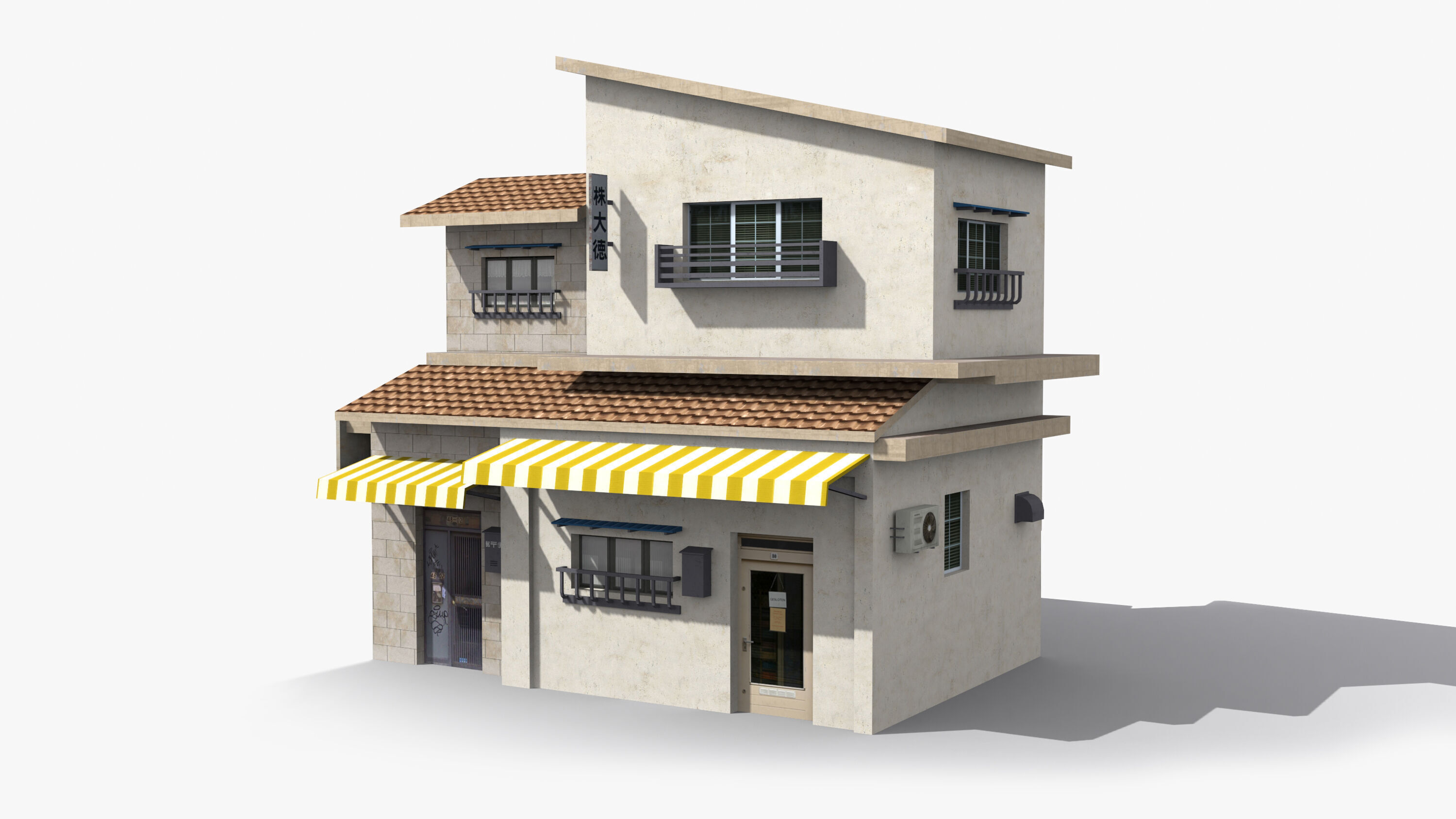 Japanese House x12 Low-poly 3D model_5
