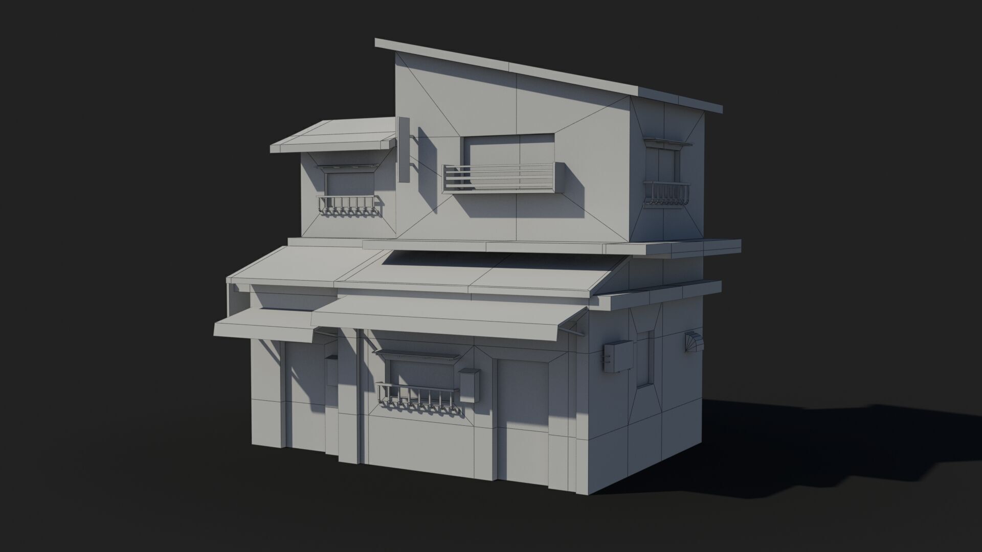 Japanese House x12 Low-poly 3D model_11
