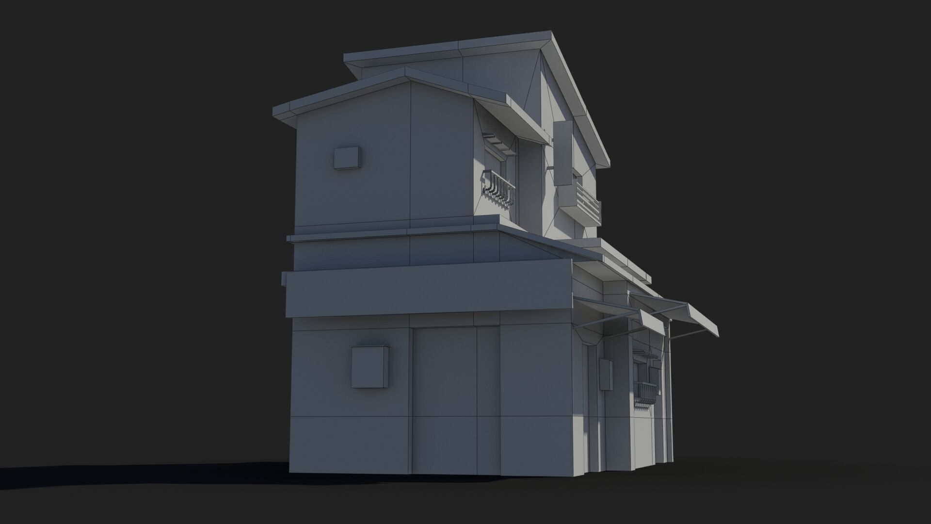 Japanese House x12 Low-poly 3D model_9