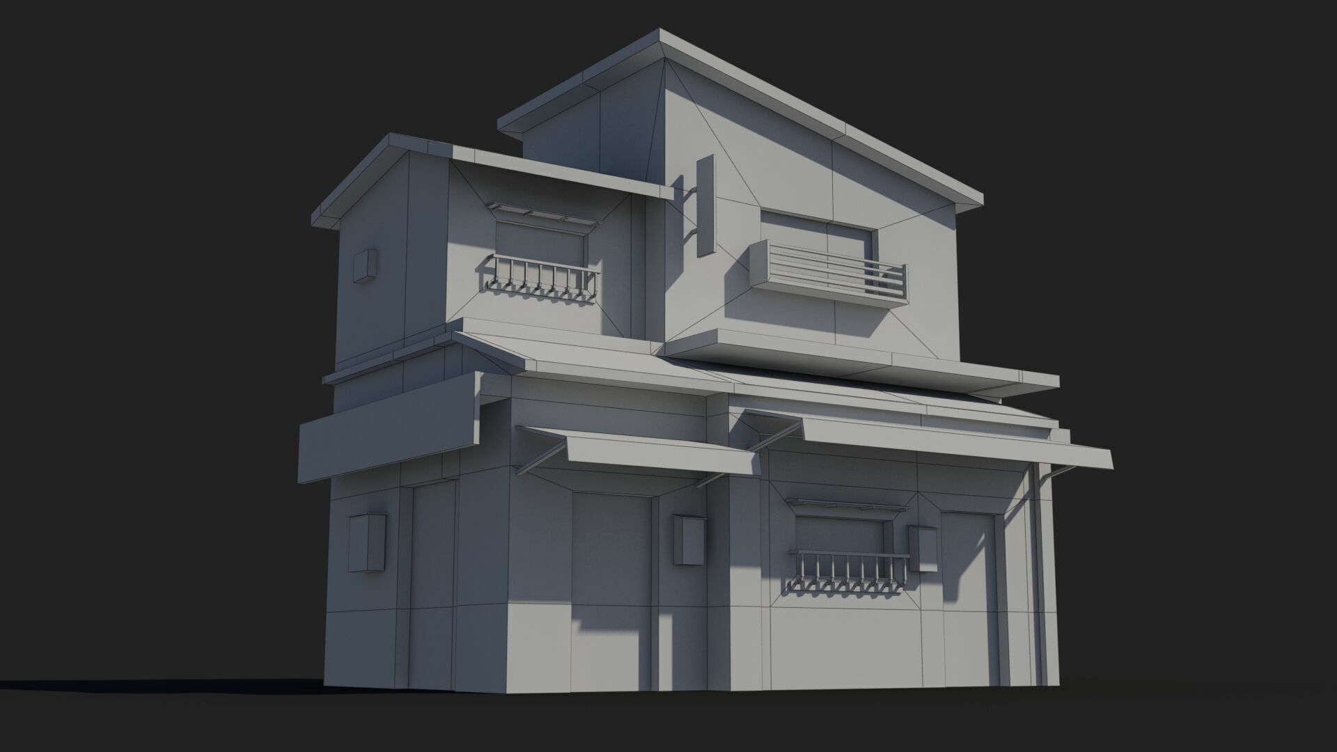 Japanese House x12 Low-poly 3D model_6