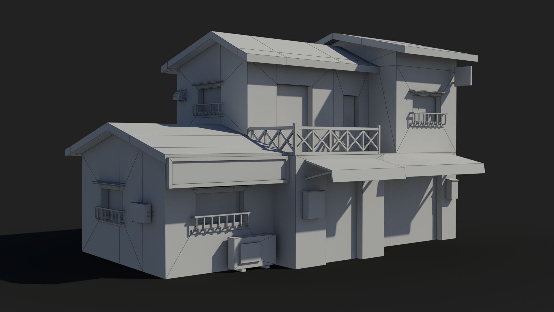 Japanese House x14 Low-poly 3D model_11