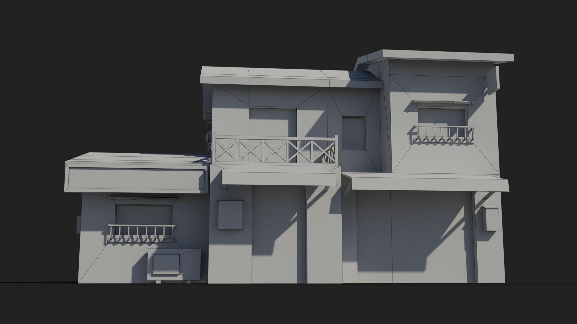 Japanese House x14 Low-poly 3D model_7