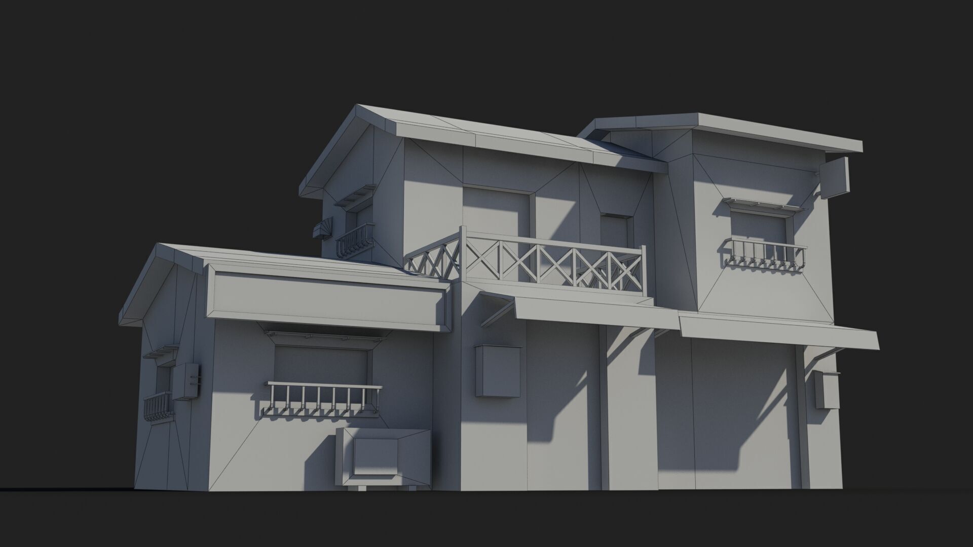 Japanese House x14 Low-poly 3D model_6