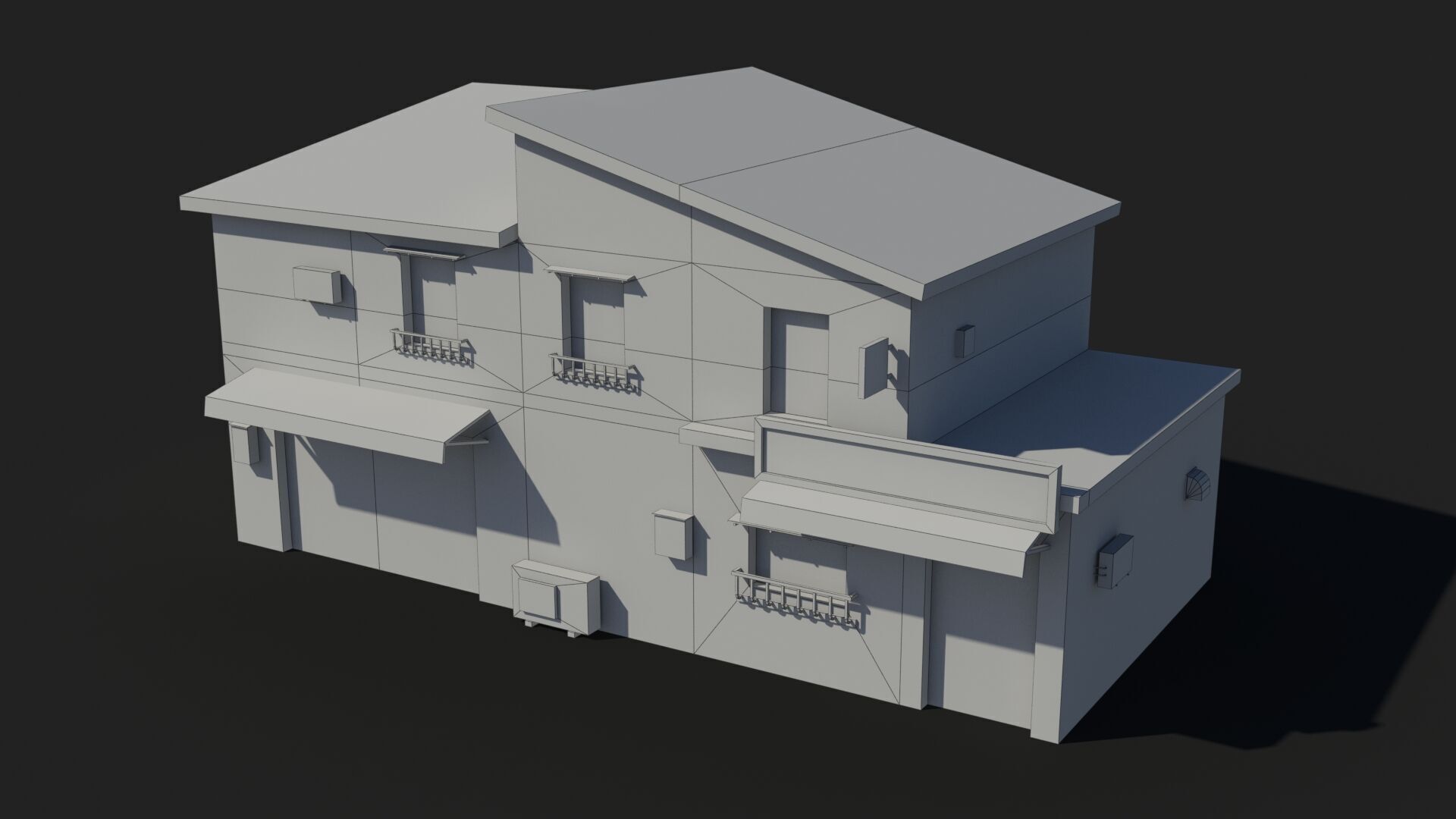 Japanese House x16 Low-poly 3D model_11