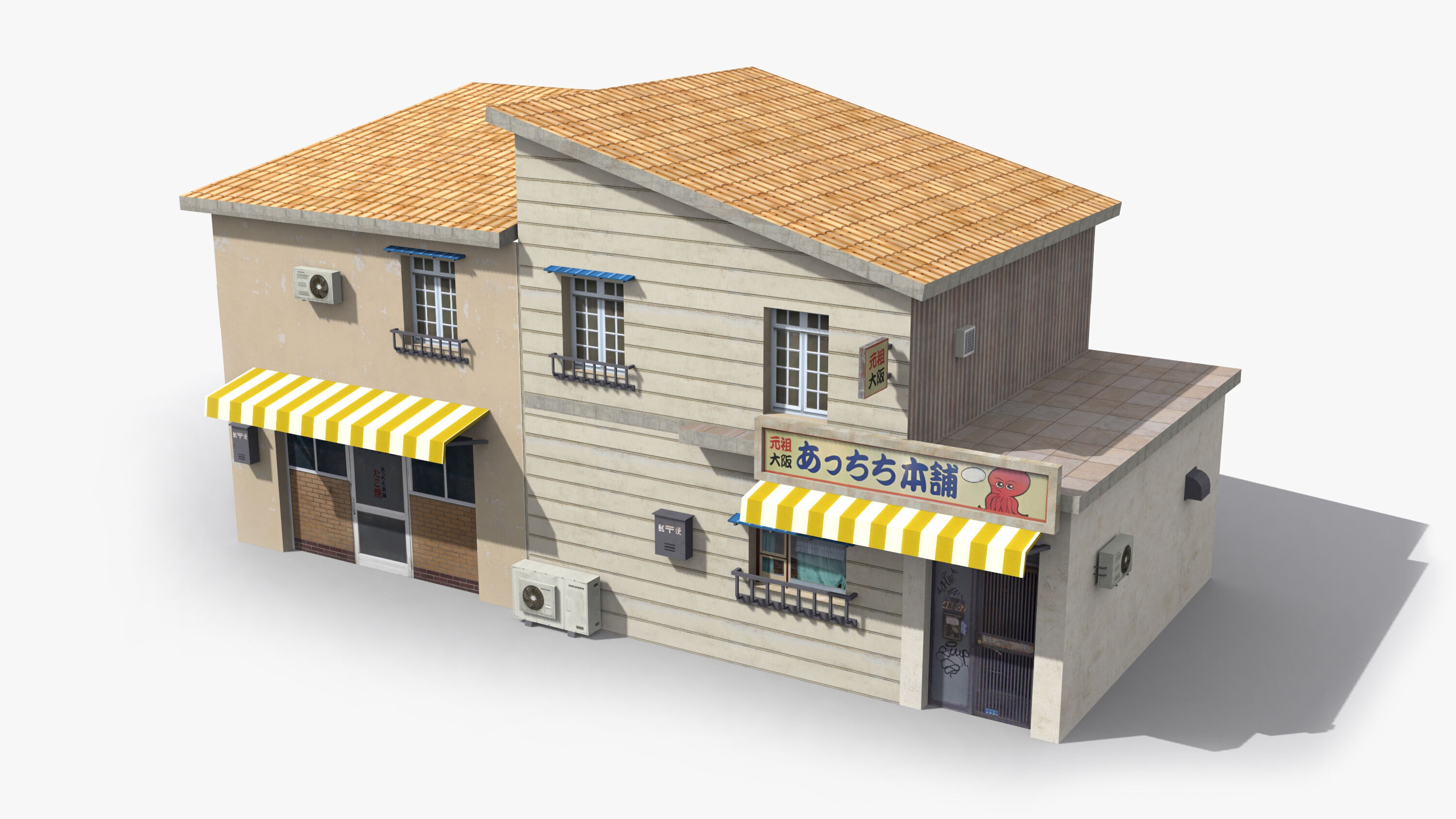 Japanese House x16 Low-poly 3D model_5