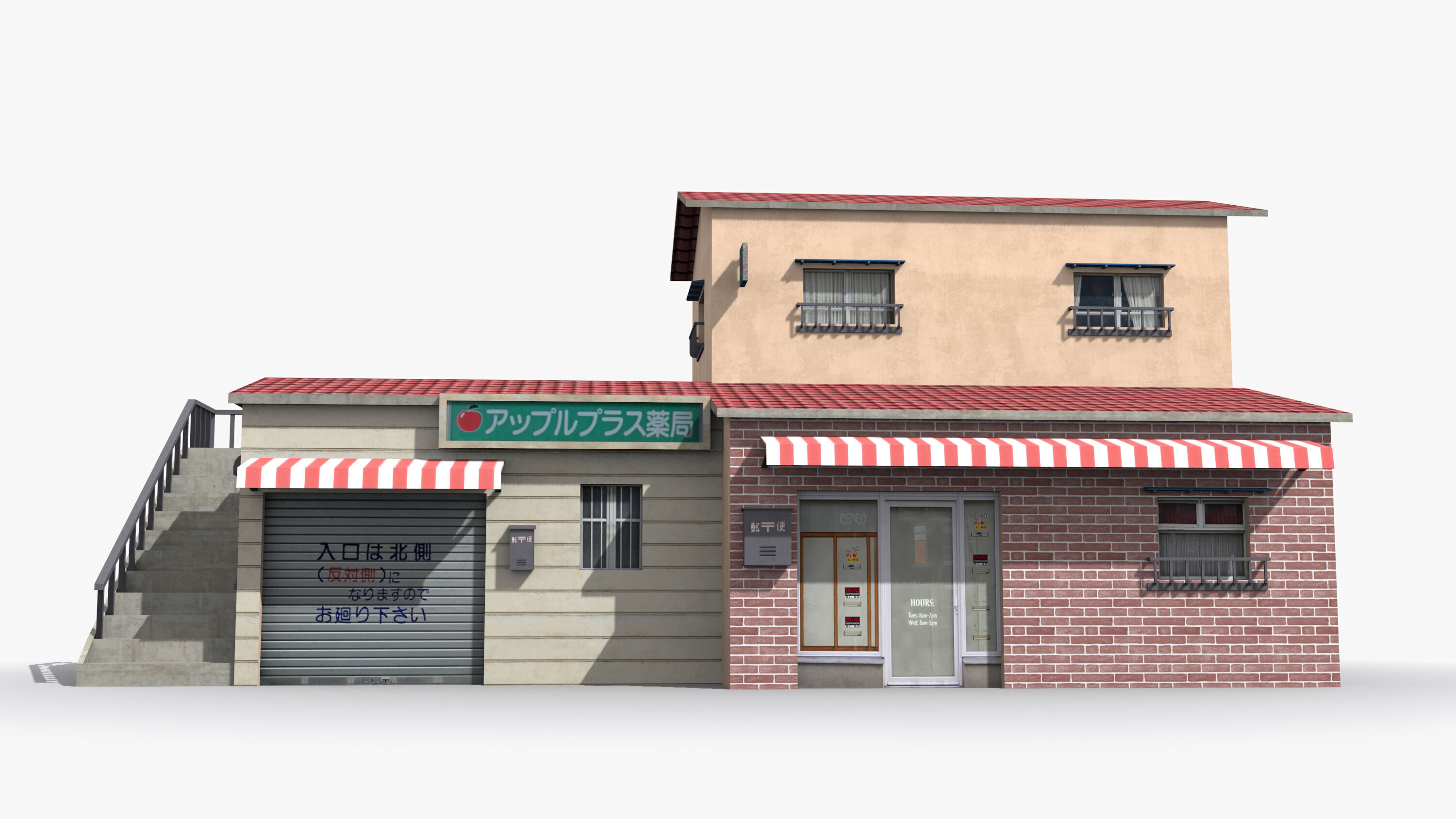 Japanese House x18 Low-poly 3D model_1