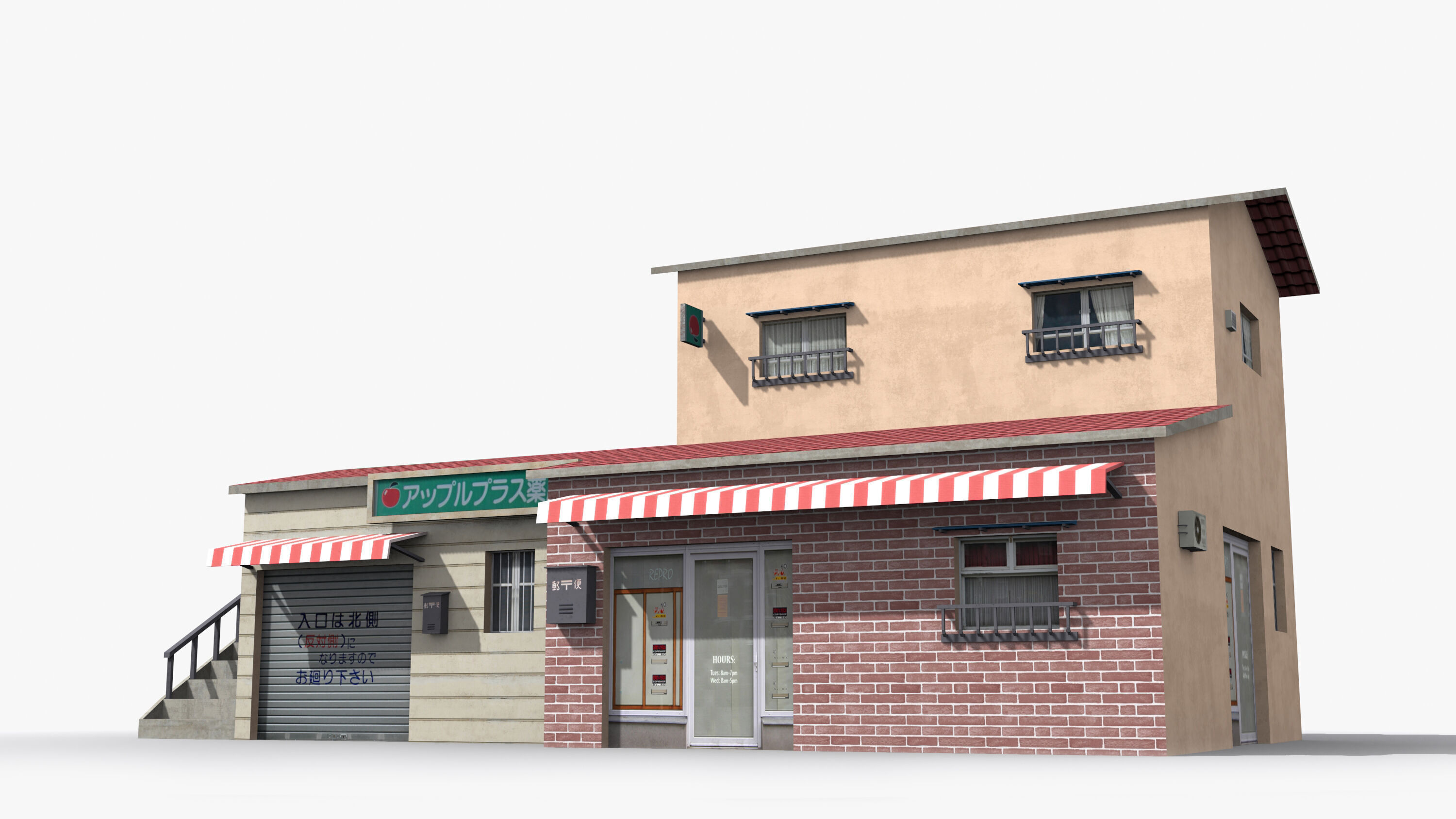 Japanese House x18 Low-poly 3D model_2