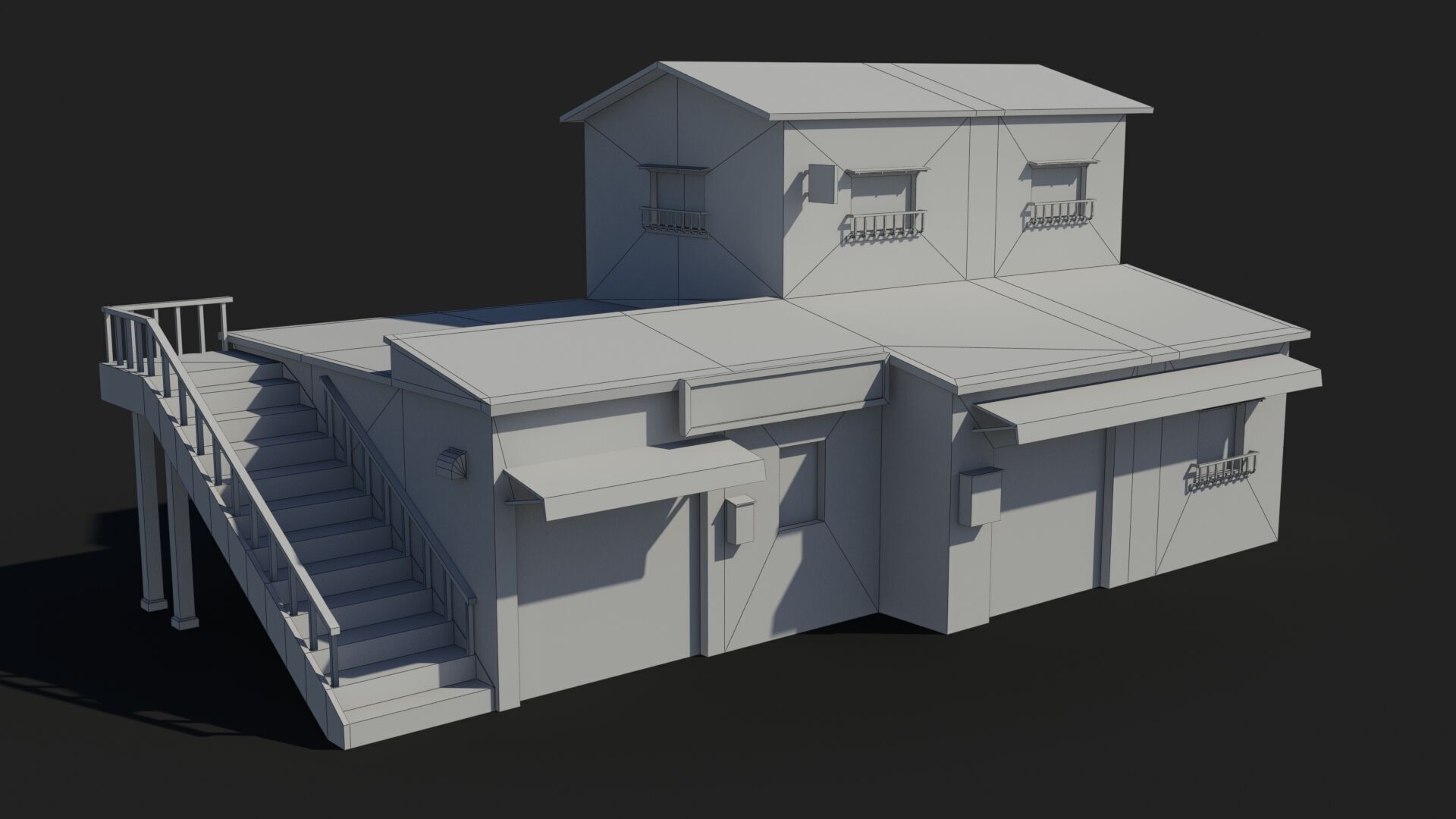 Japanese House x18 Low-poly 3D model_11