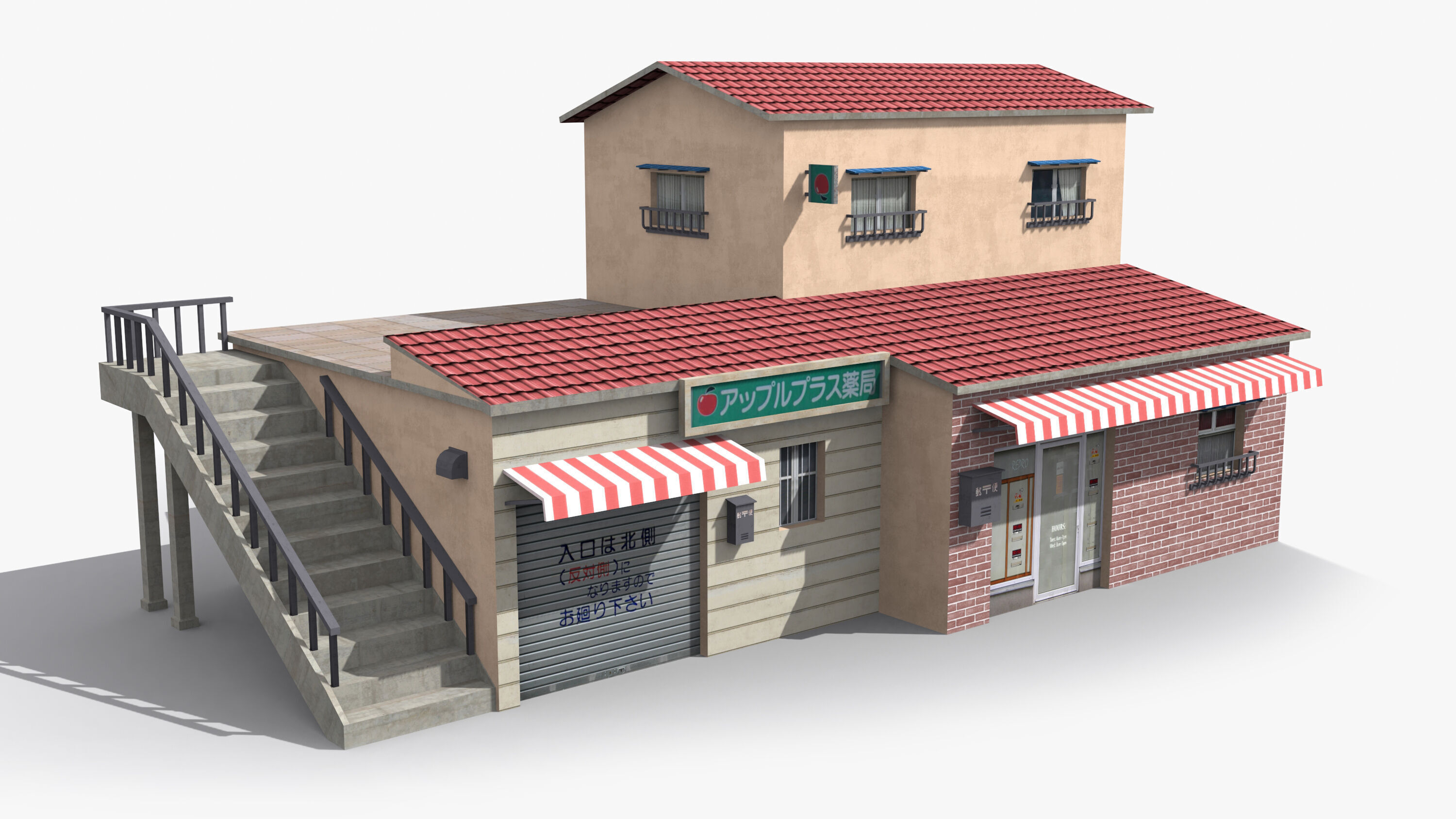 Japanese House x18 Low-poly 3D model_5