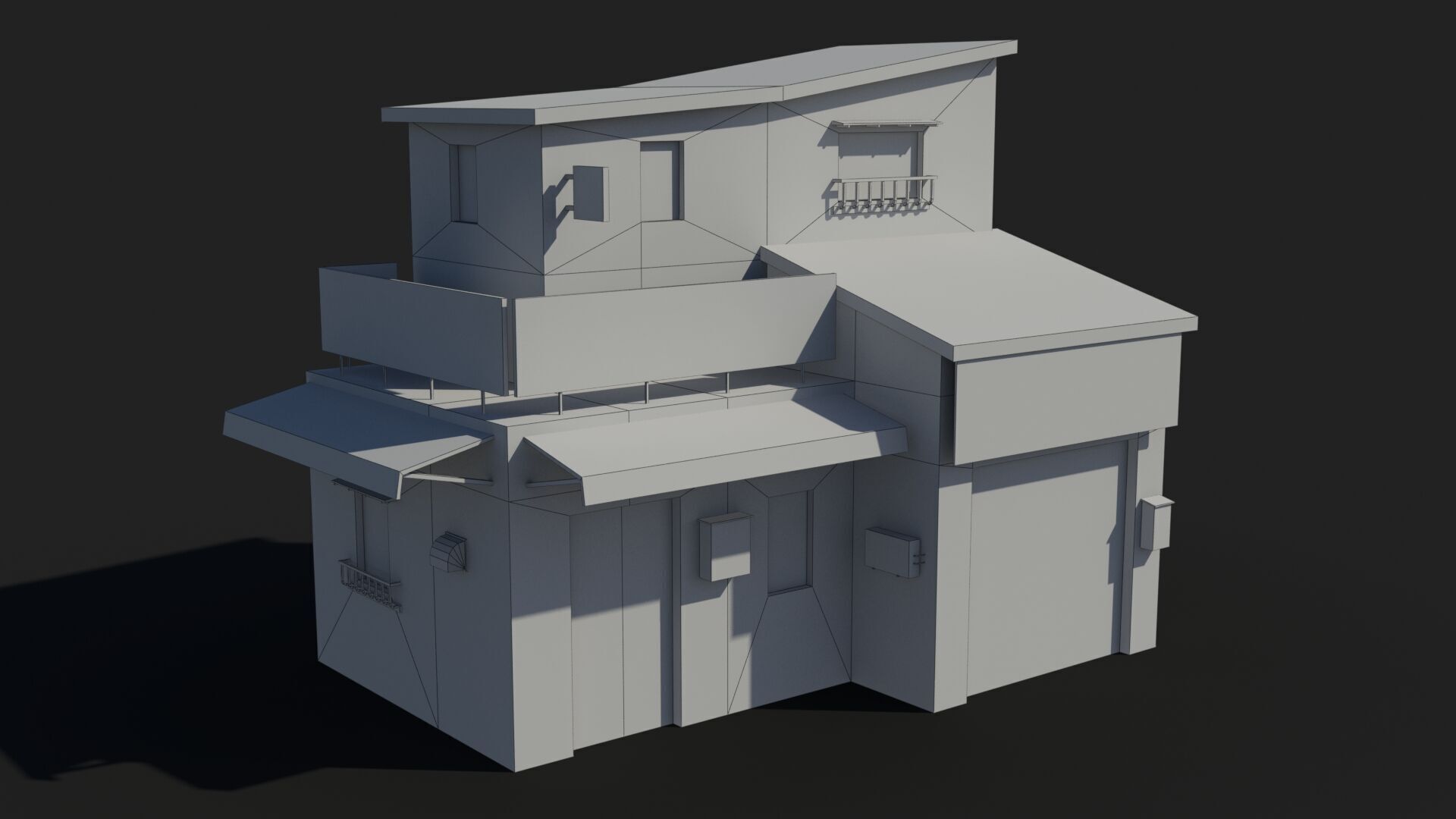 Japanese House x19 Low-poly 3D model_11