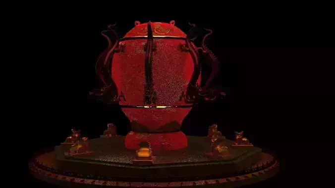 Chinese  dragon and toad figure 