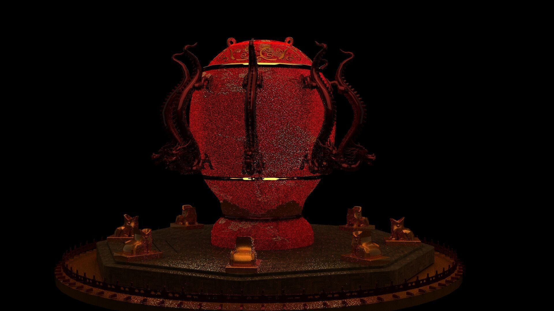 Chinese  dragon and toad figure  Low-poly 3D model_5