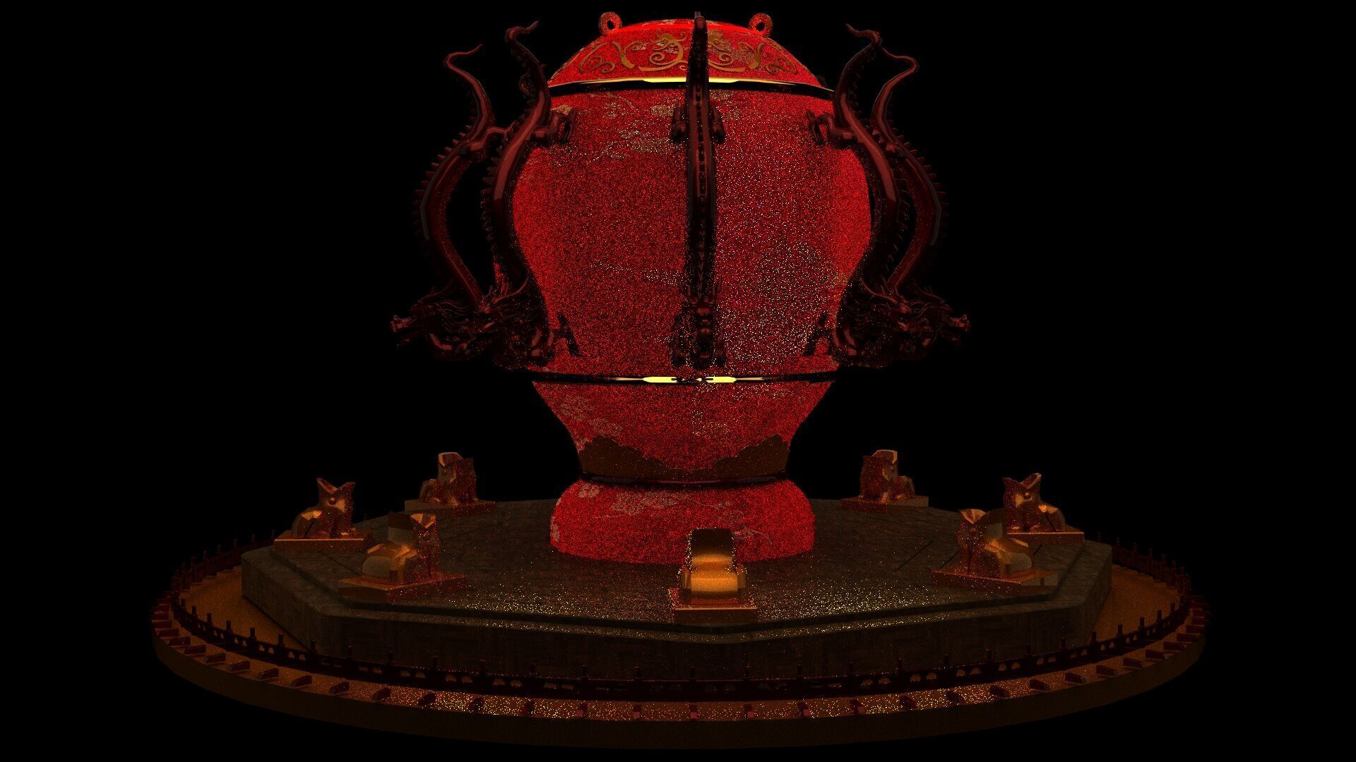 Chinese  dragon and toad figure  Low-poly 3D model_7