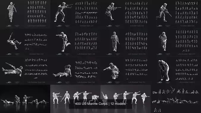 400 US Marine Corps 3D Model Collection