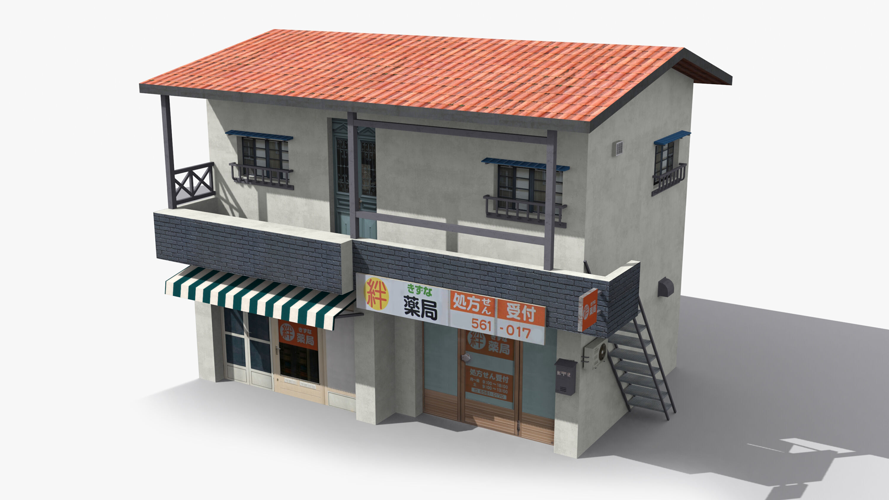 Japanese House x21 Low-poly 3D model_5