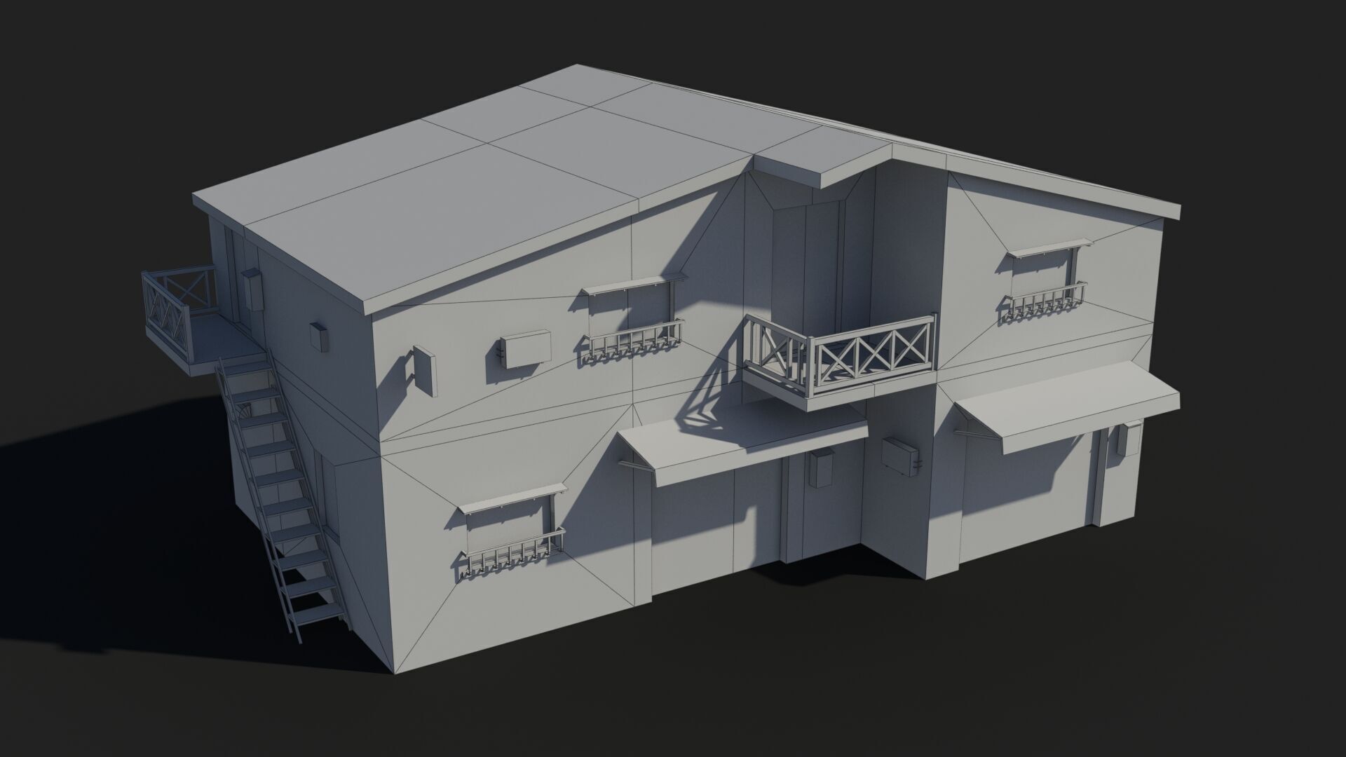 Japanese House x22 Low-poly 3D model_11