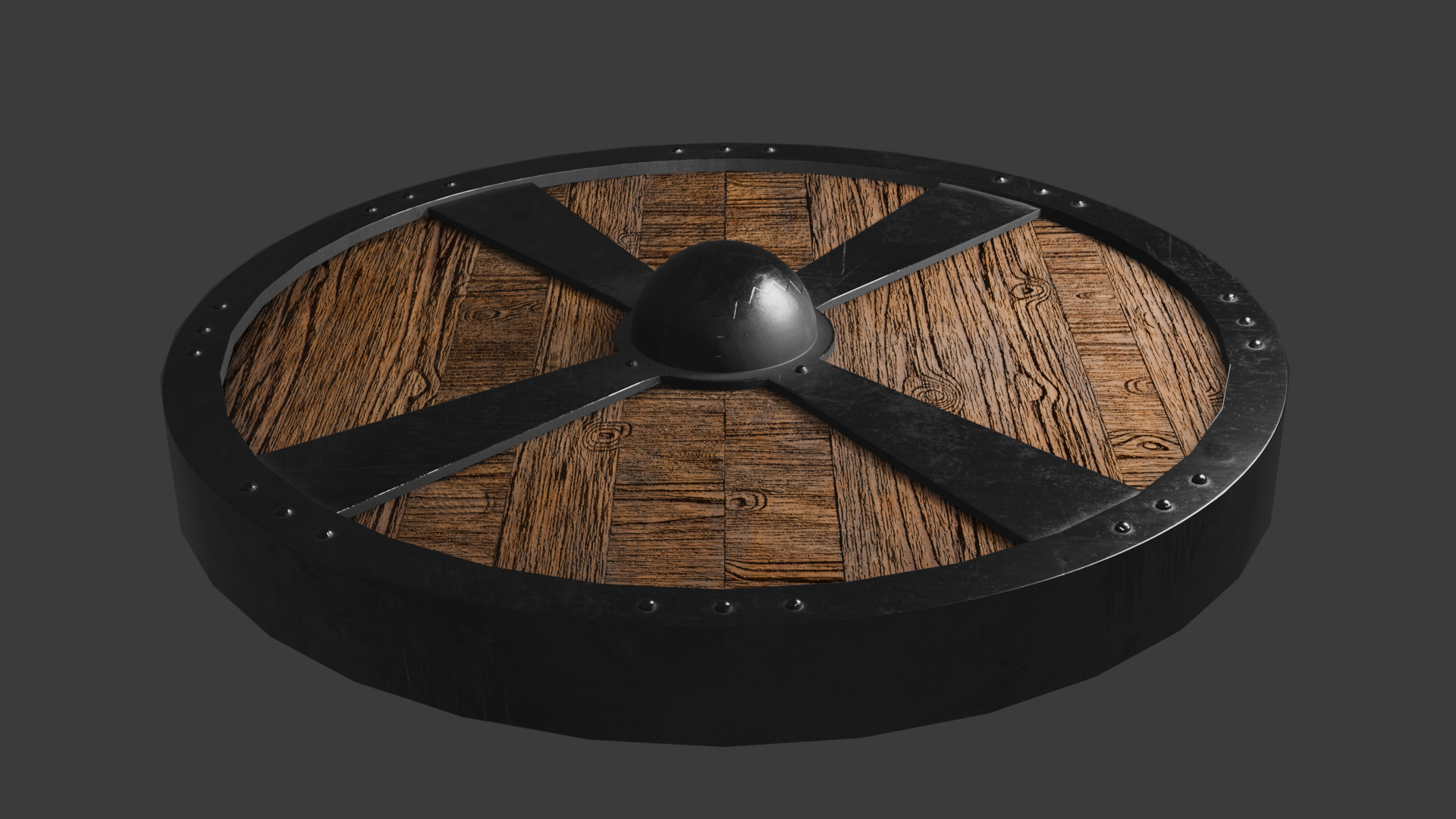 Iron shield Low-poly 3D model_4