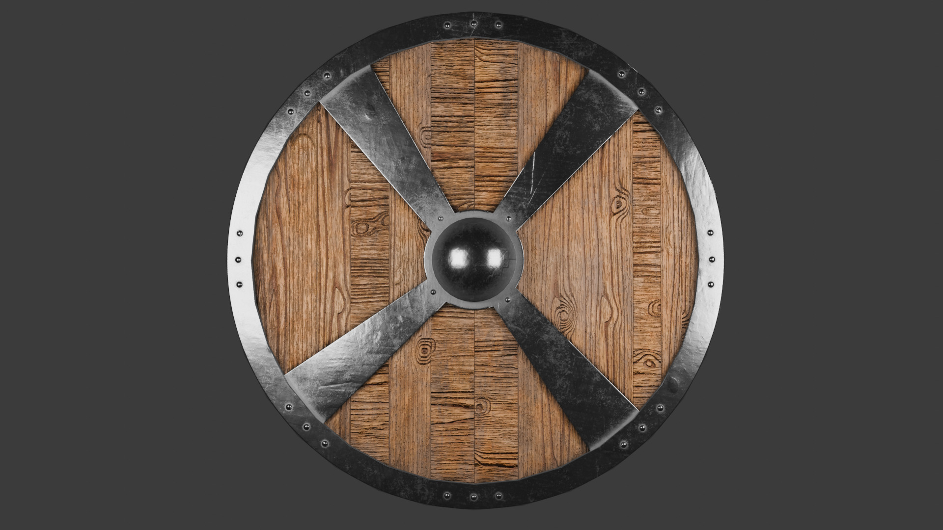 Iron shield Low-poly 3D model_2