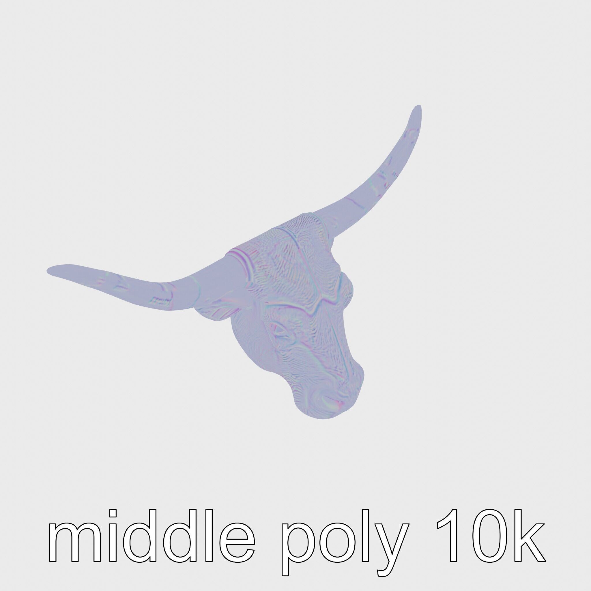 Lone Star Longhorn Bull Head Sculpture Low-poly 3D model_16