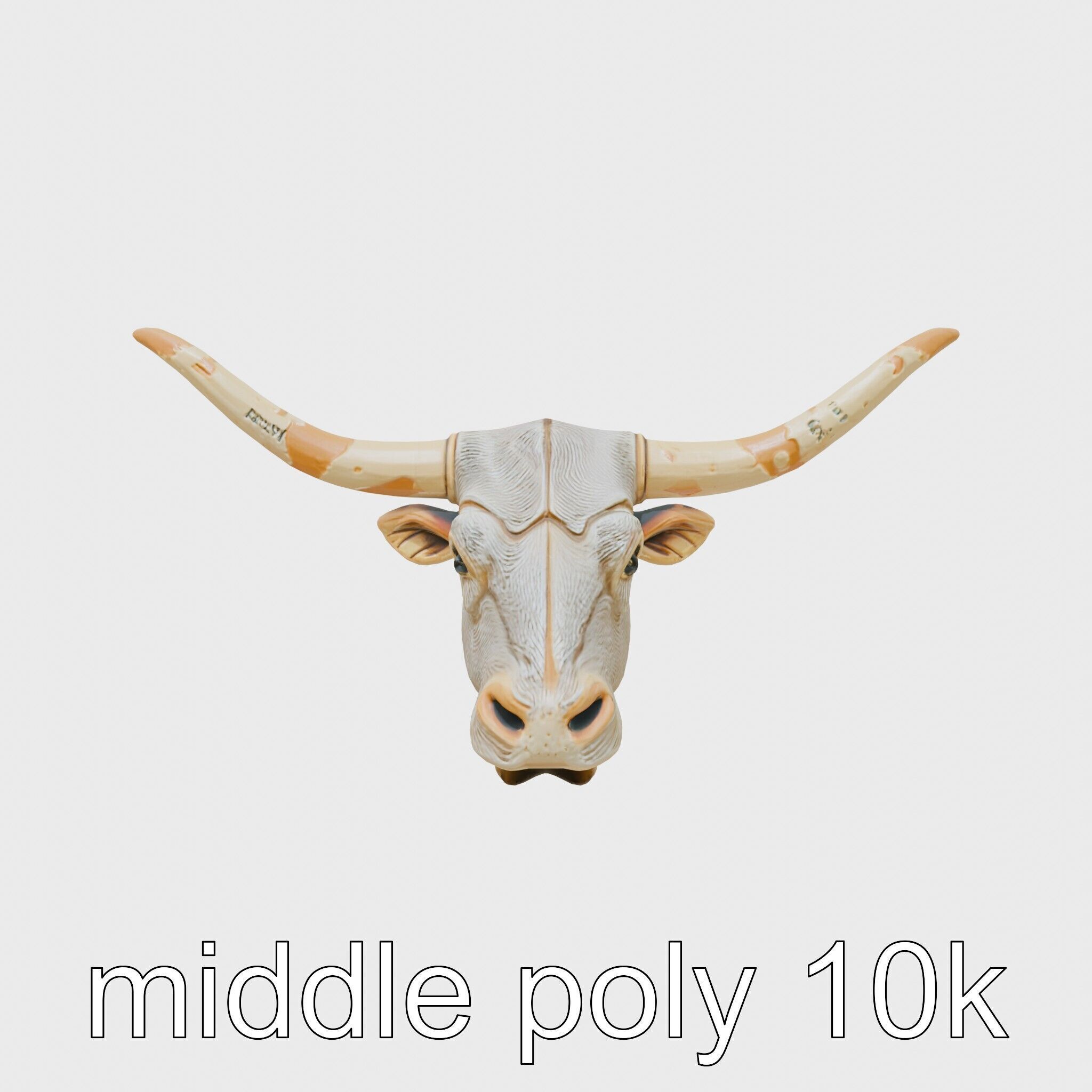 Lone Star Longhorn Bull Head Sculpture Low-poly 3D model_21