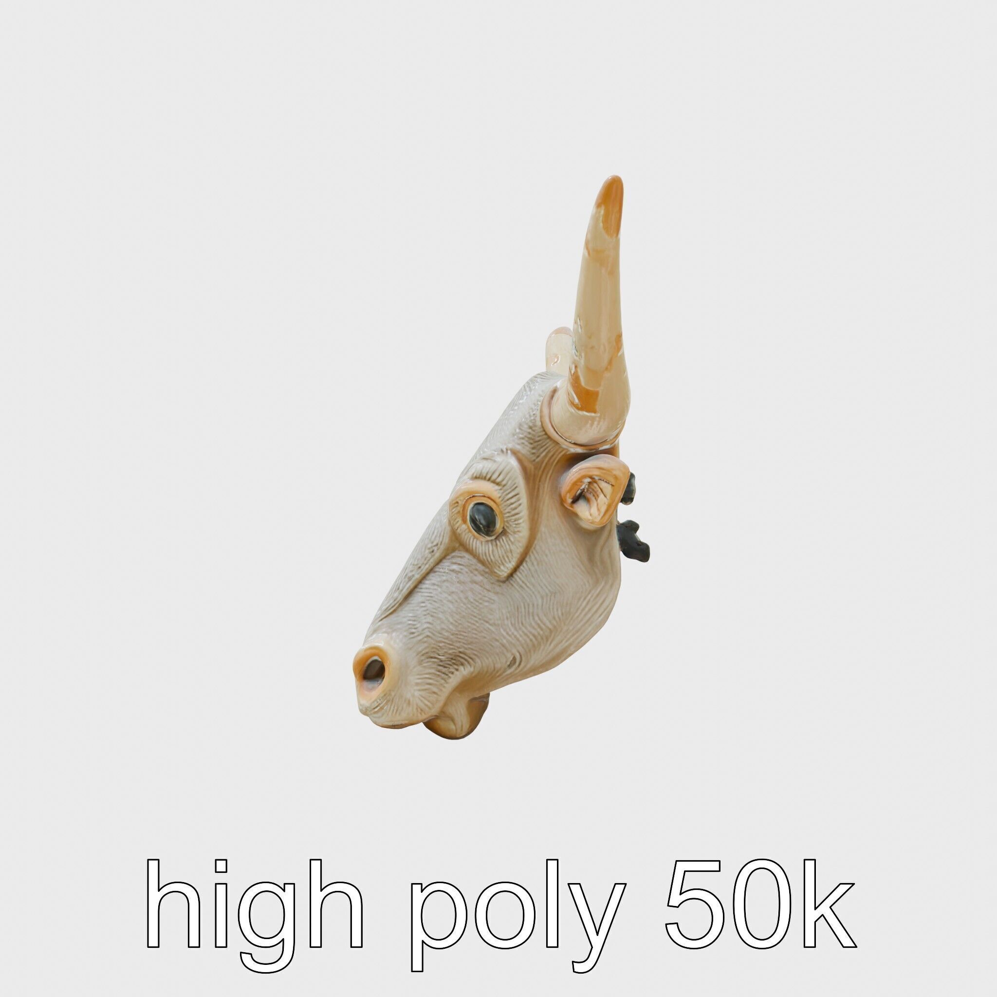 Lone Star Longhorn Bull Head Sculpture Low-poly 3D model_5