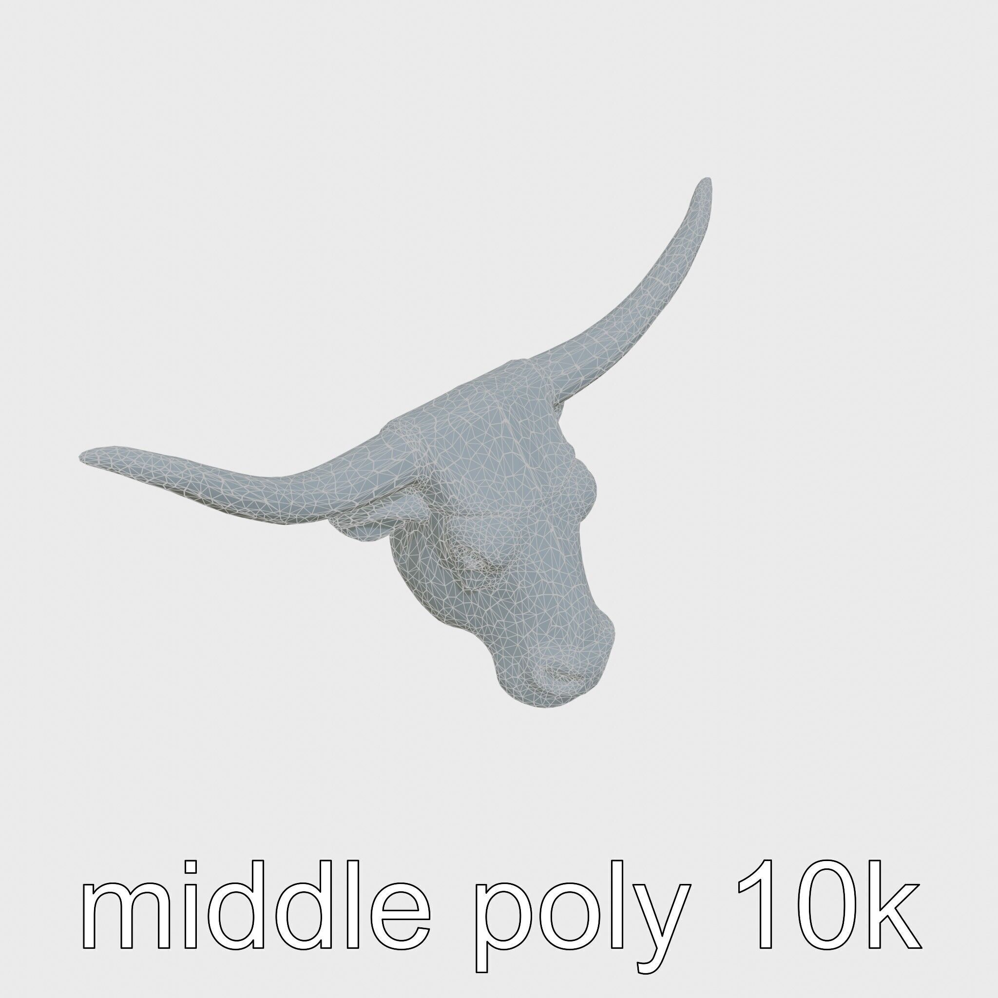 Lone Star Longhorn Bull Head Sculpture Low-poly 3D model_27