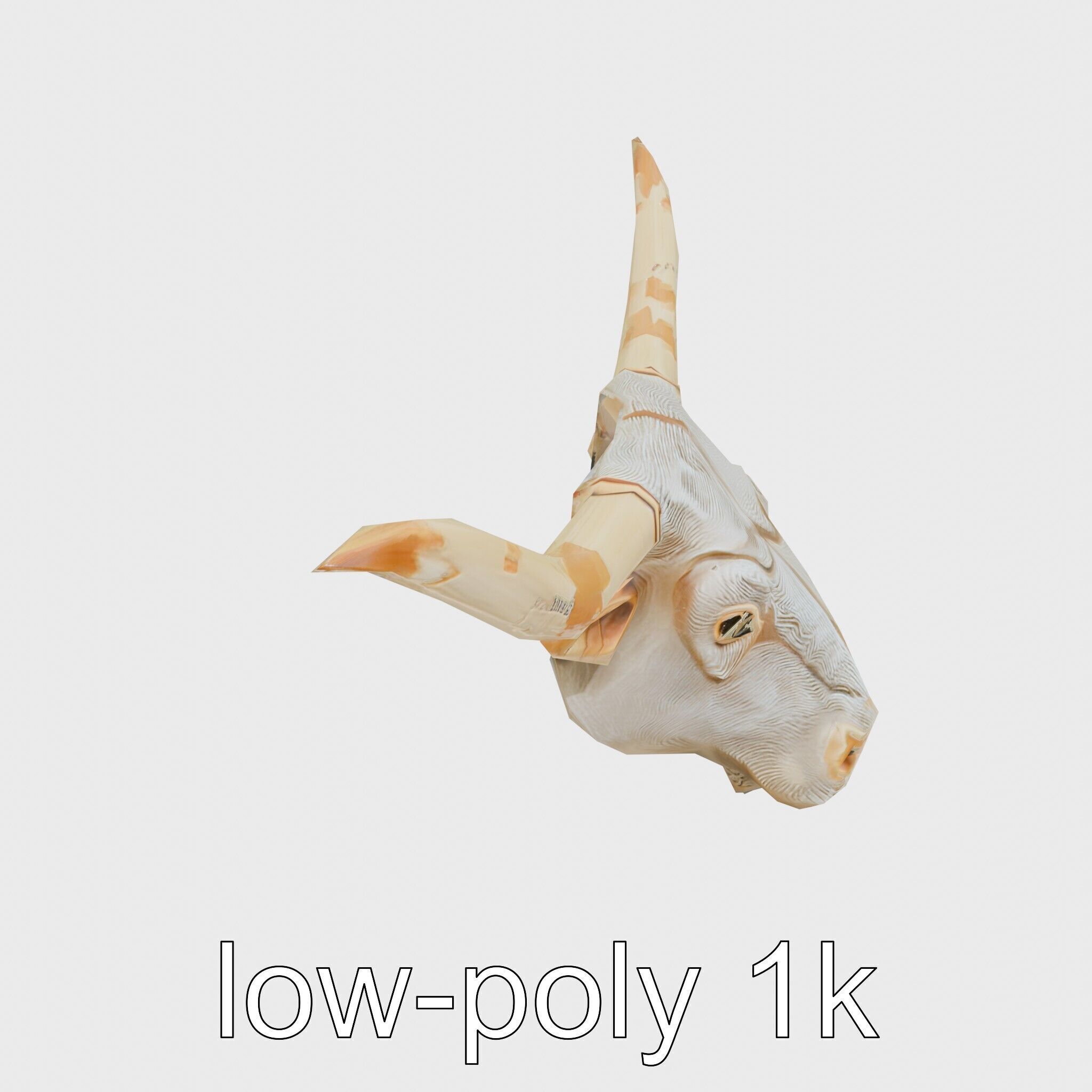 Lone Star Longhorn Bull Head Sculpture Low-poly 3D model_24