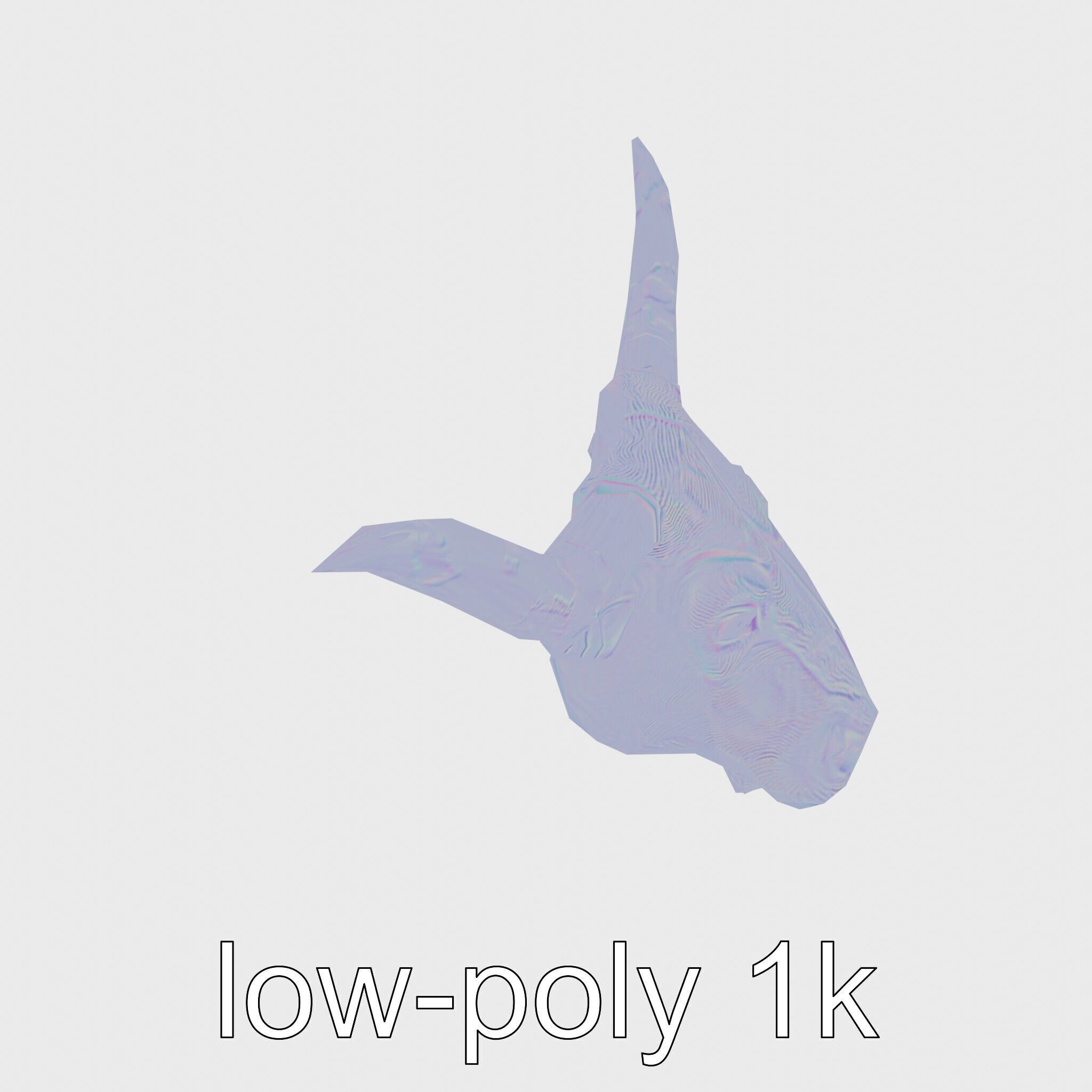 Lone Star Longhorn Bull Head Sculpture Low-poly 3D model_30