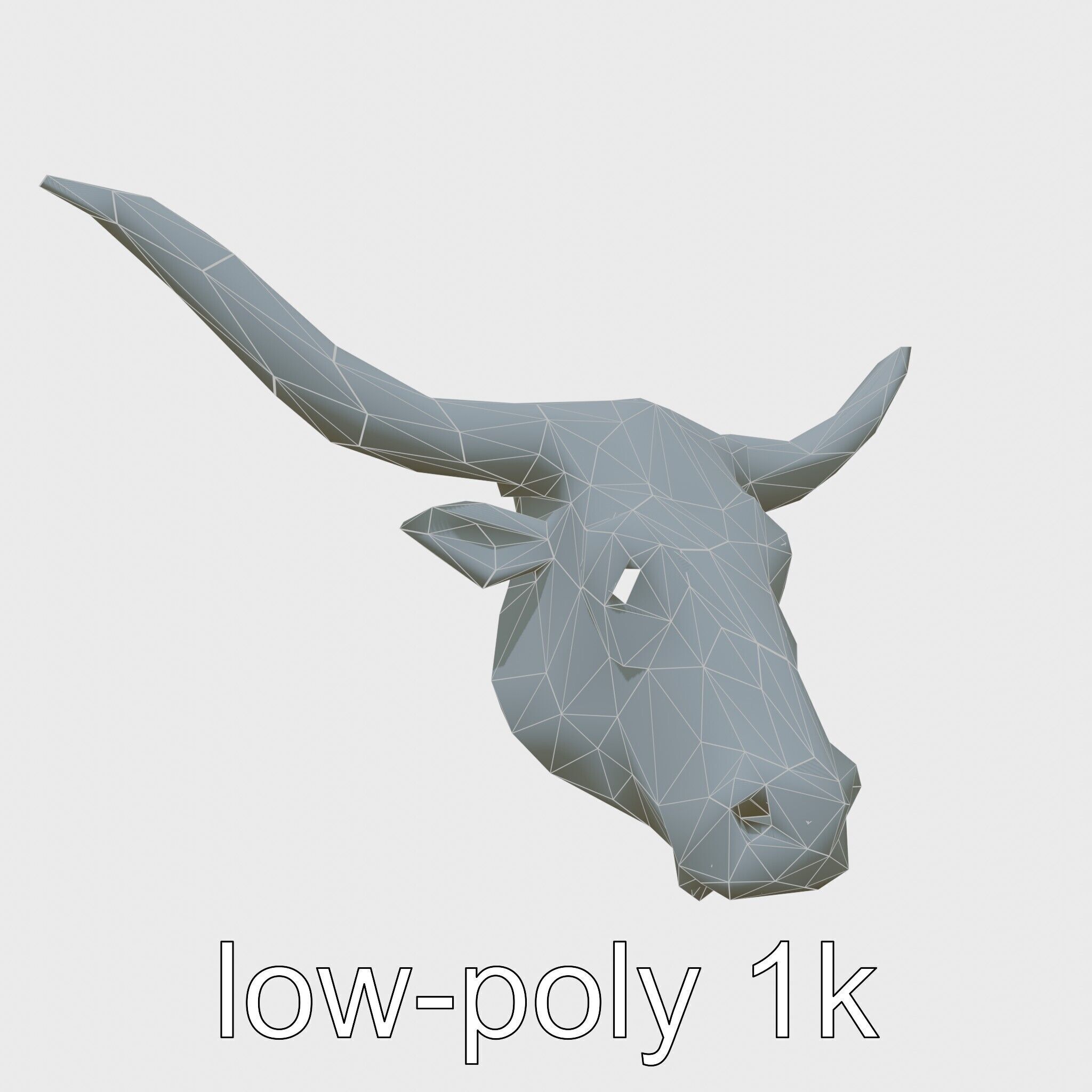 Lone Star Longhorn Bull Head Sculpture Low-poly 3D model_19